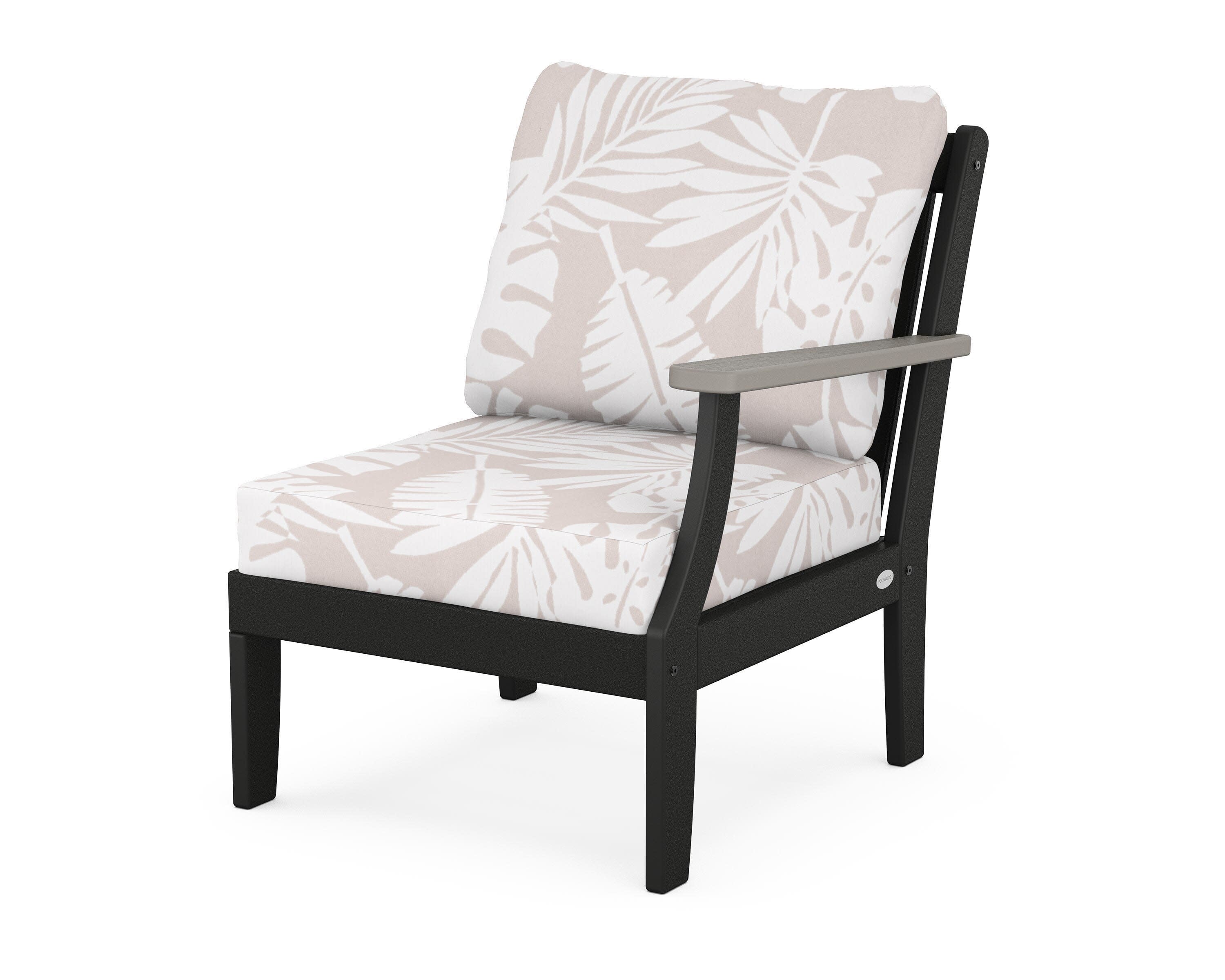 Braxton Modular Right Arm Chair in Black / Driftwood / Leaf Dune Burlap