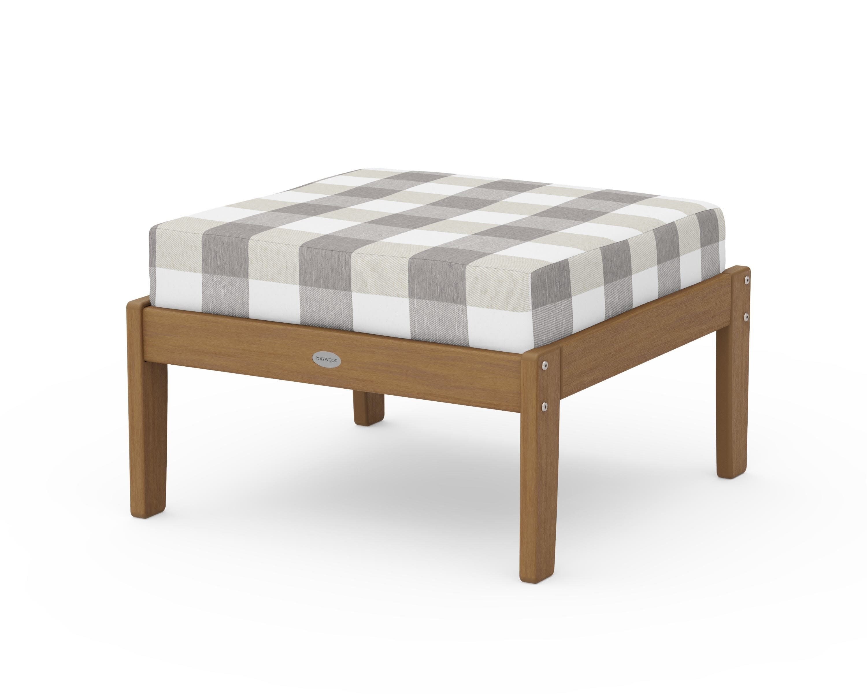 Braxton Deep Seating Ottoman in Natural / Buffalo Plaid Grey Mist