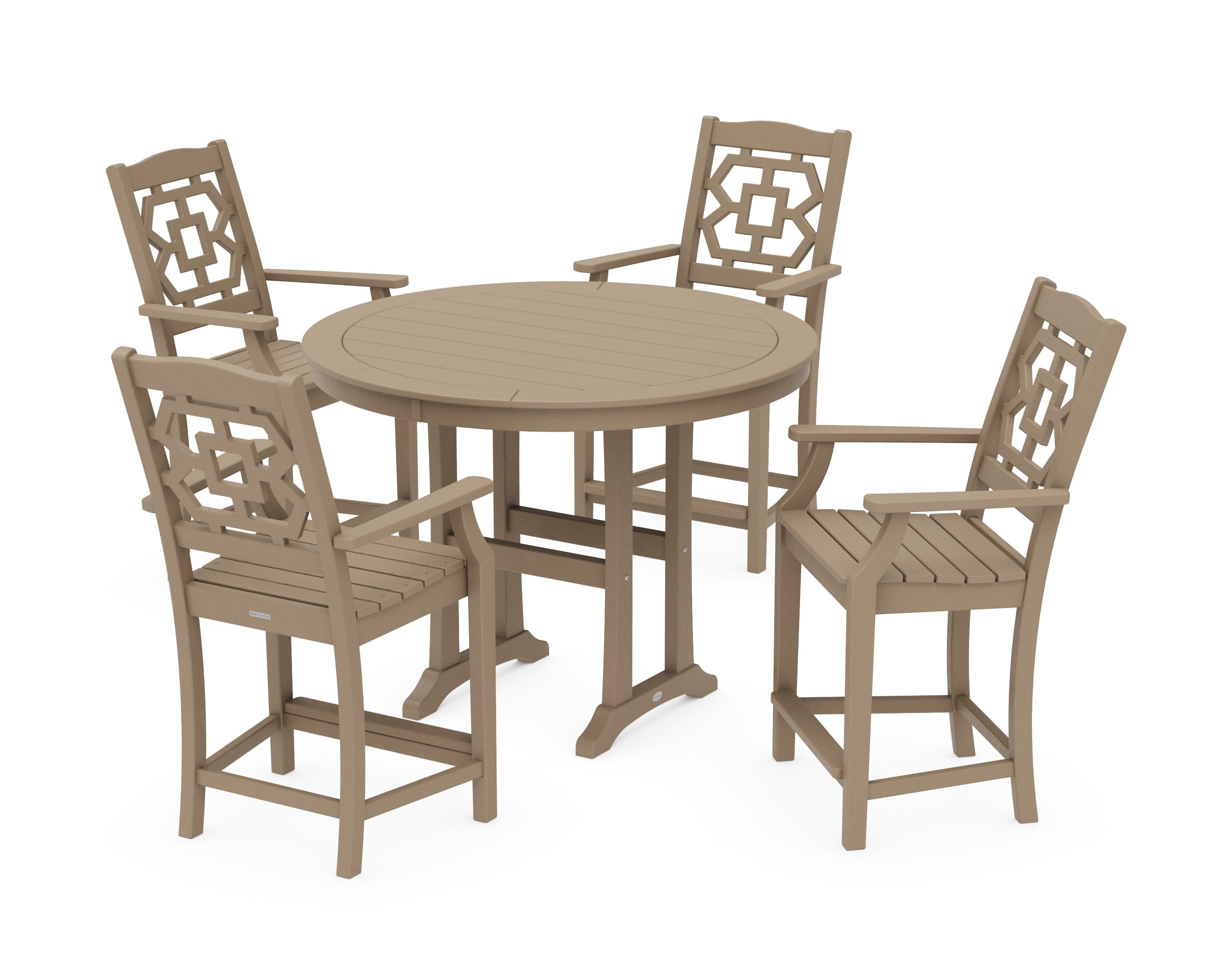 Chinoiserie 5-Piece Round Counter Set in Vintage Sahara