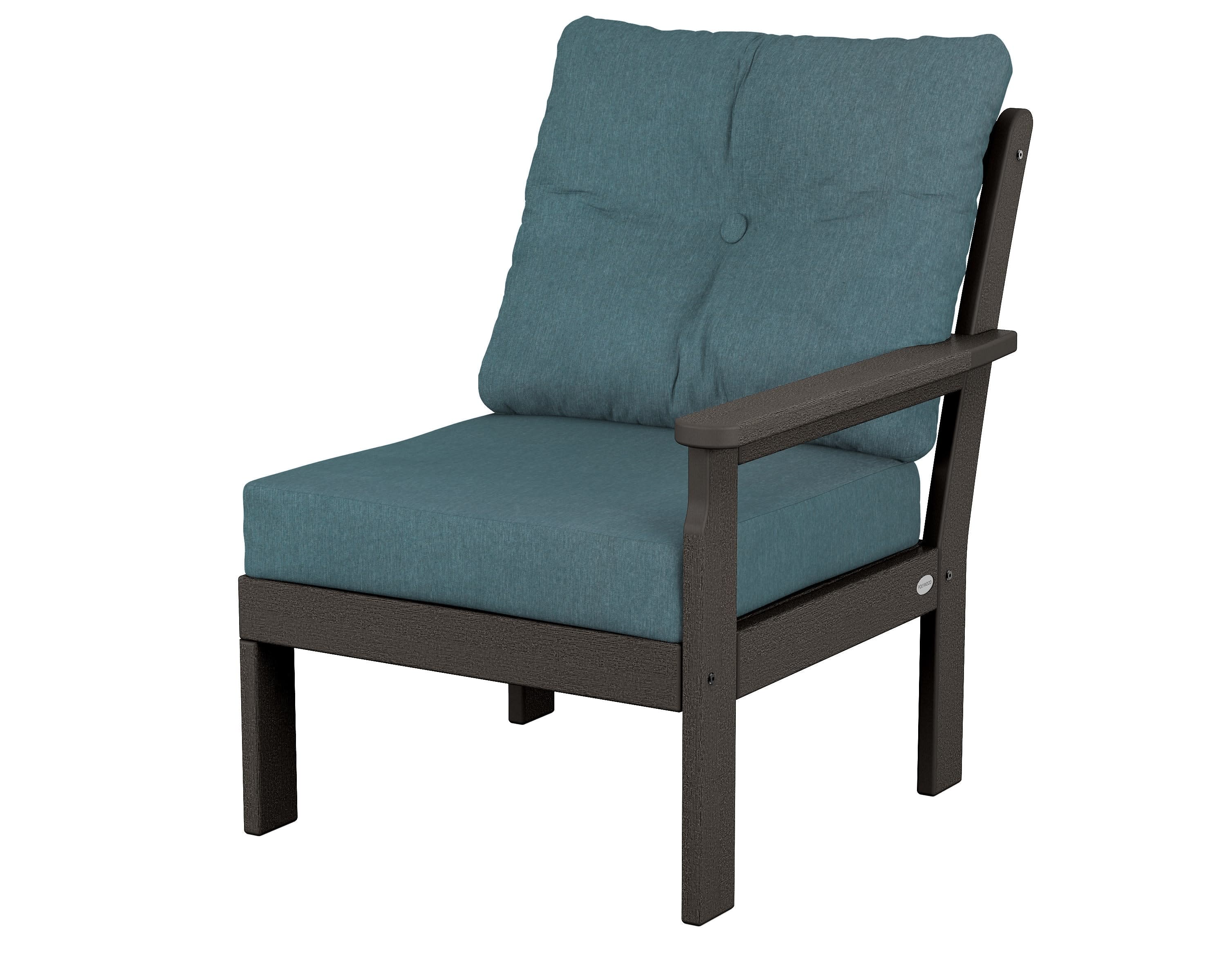 Vineyard Modular Right Arm Chair in Vintage Coffee / Ocean Teal