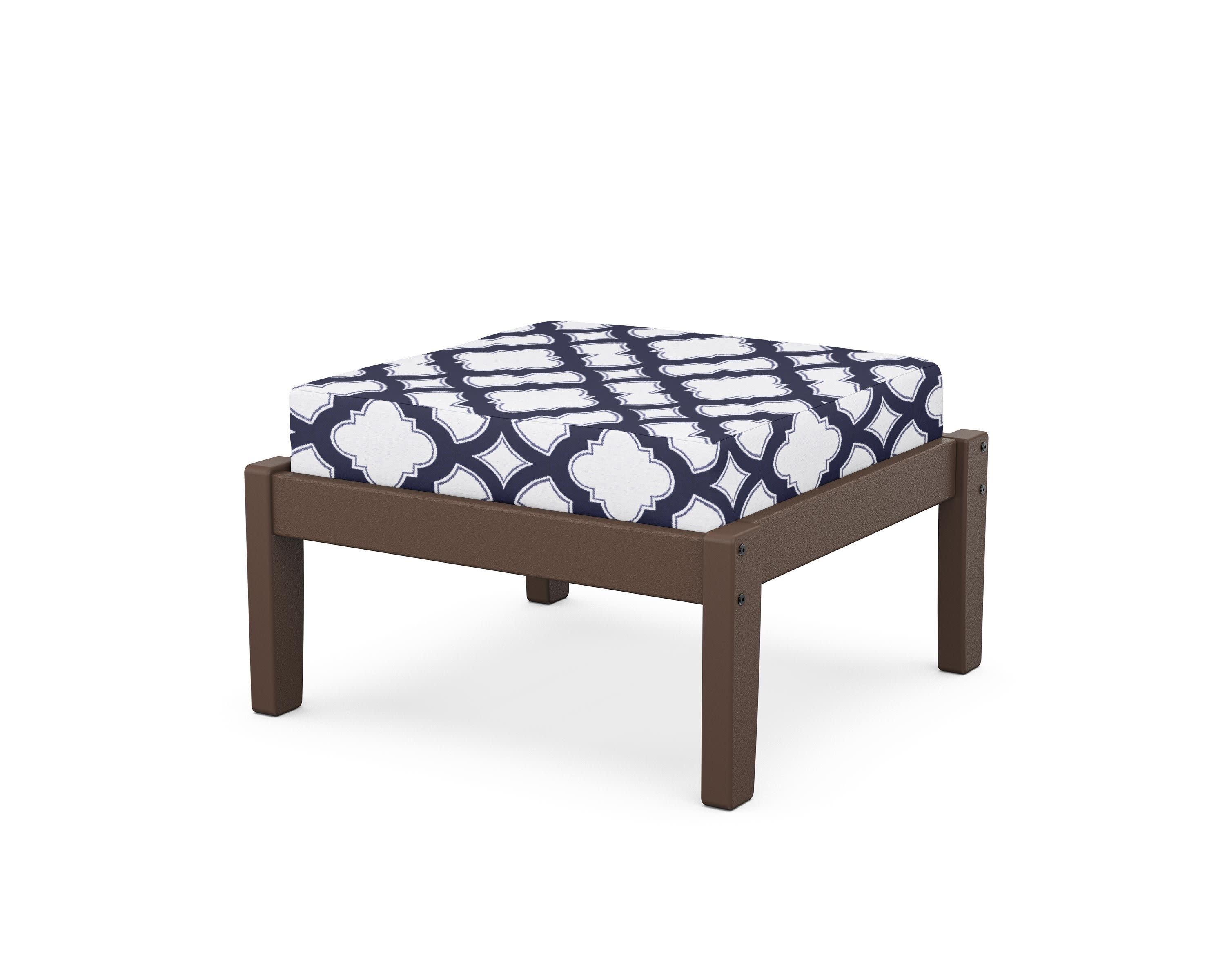 Deep Seating Ottoman in Mahogany / Trellis Navy