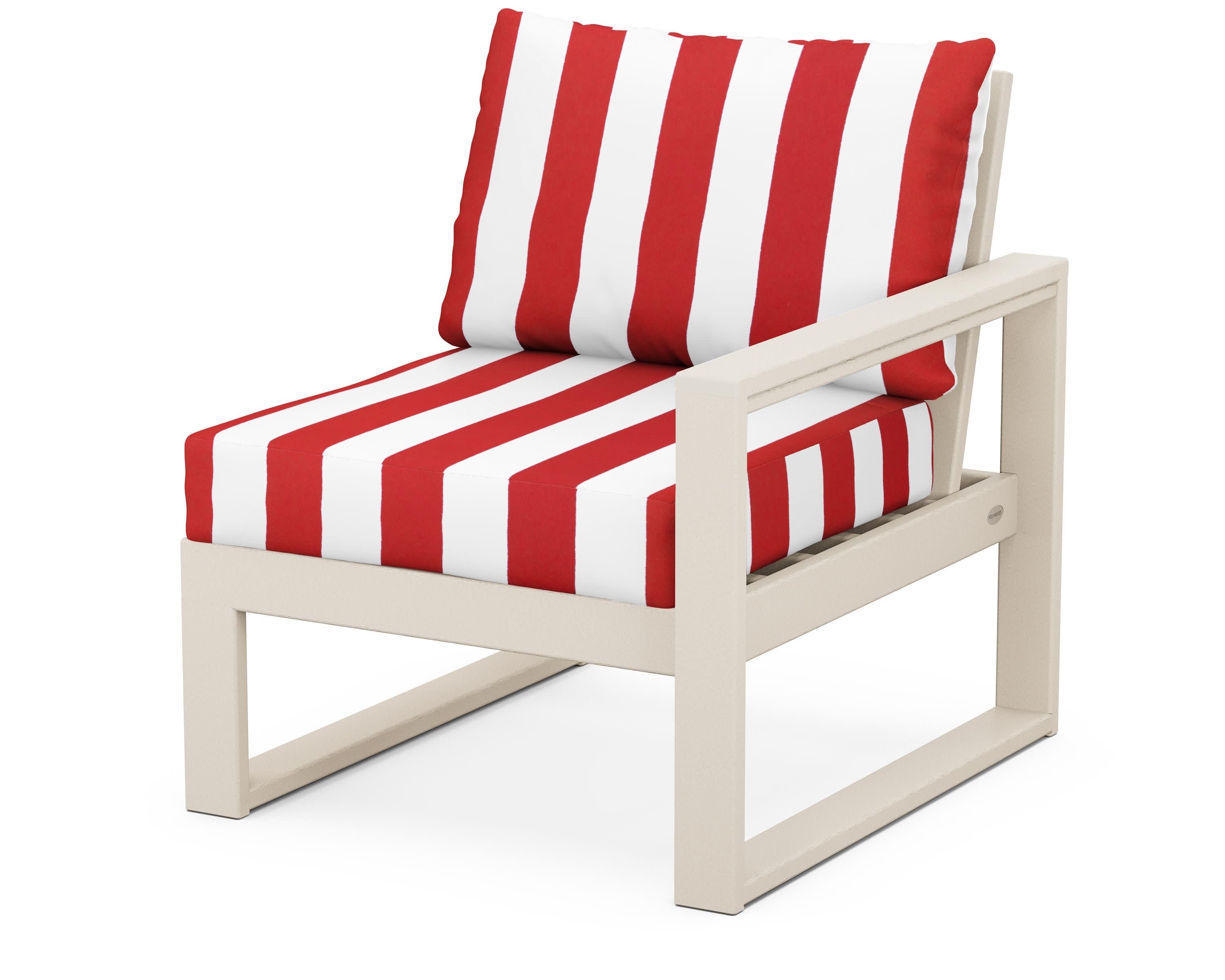 EDGE Modular Right Arm Chair in Sand / Cabana Stripe Crimson