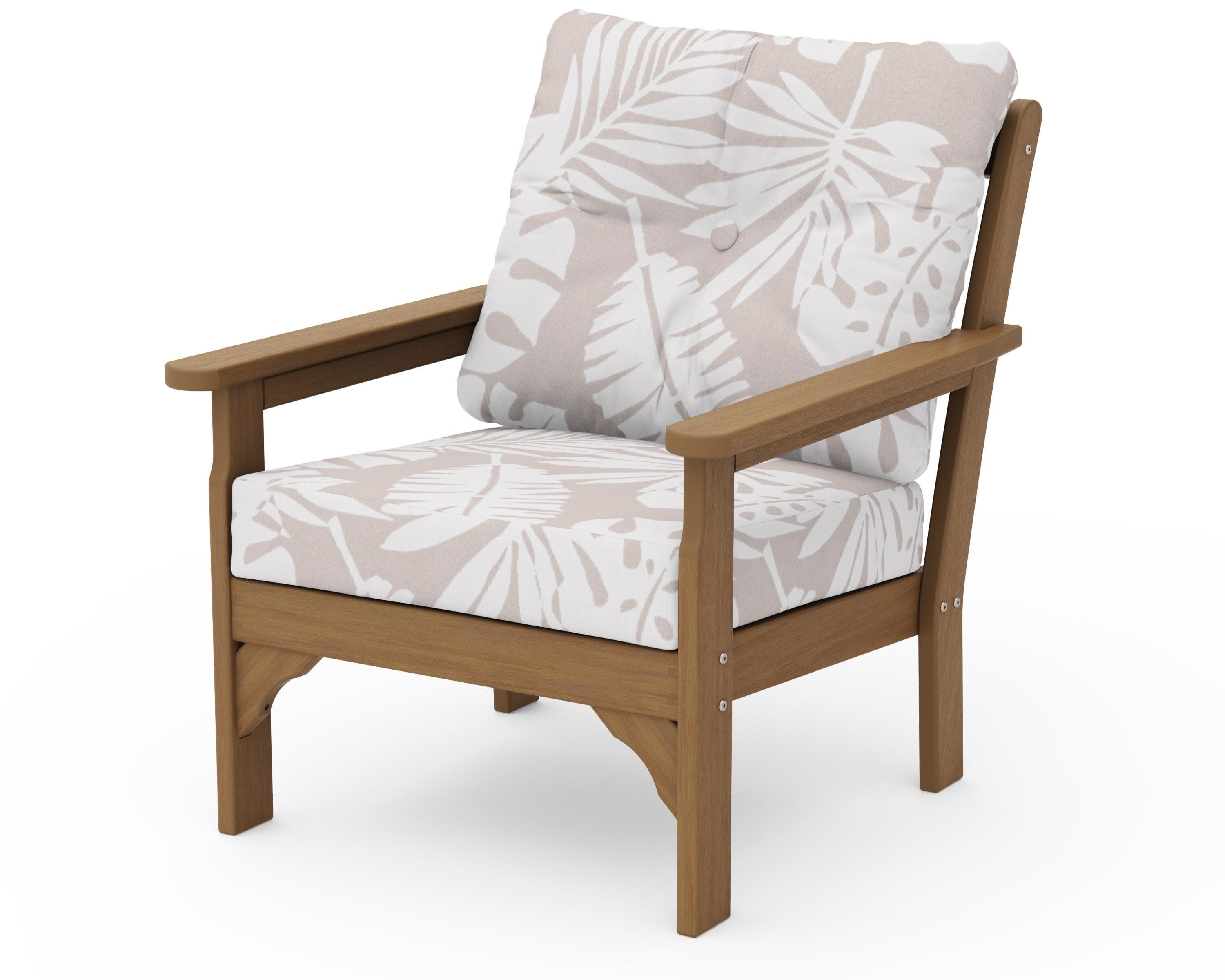 Vineyard Deep Seating Chair in Natural / Leaf Dune Burlap
