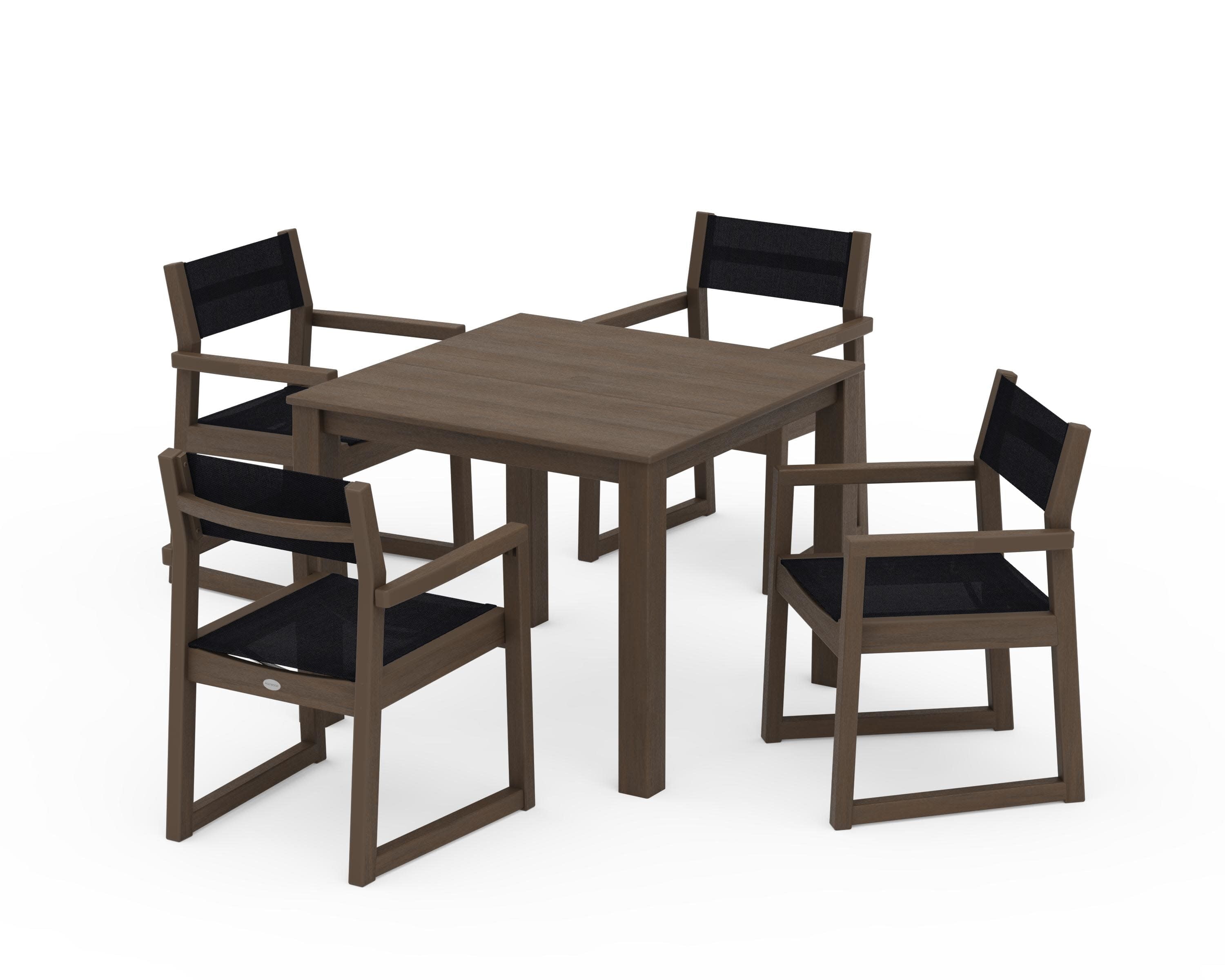 EDGE Sling Arm Chair 5-Piece Parsons Dining Set in Kona / Black Sling
