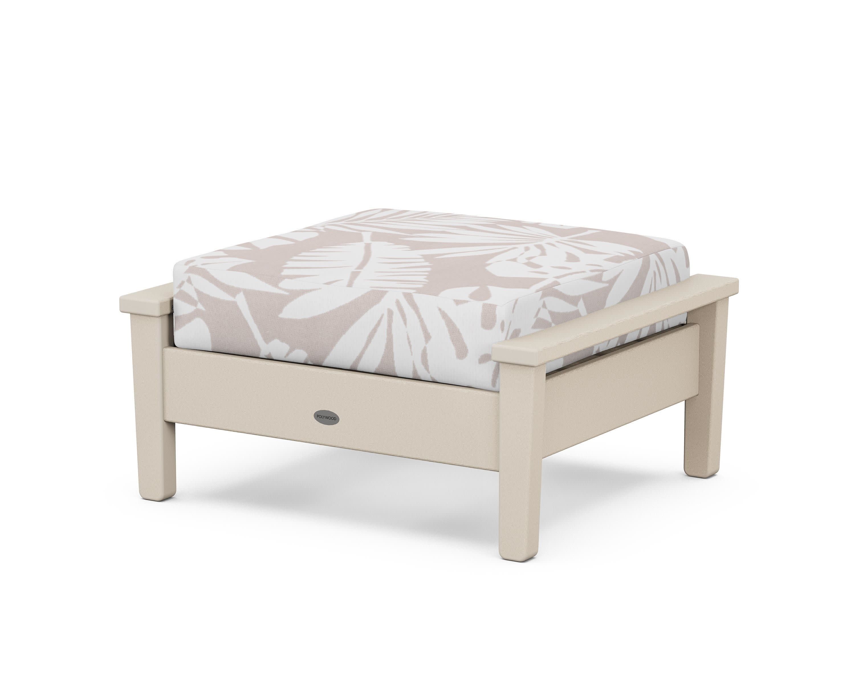 Prescott Deep Seating Ottoman in Sand / Leaf Dune Burlap