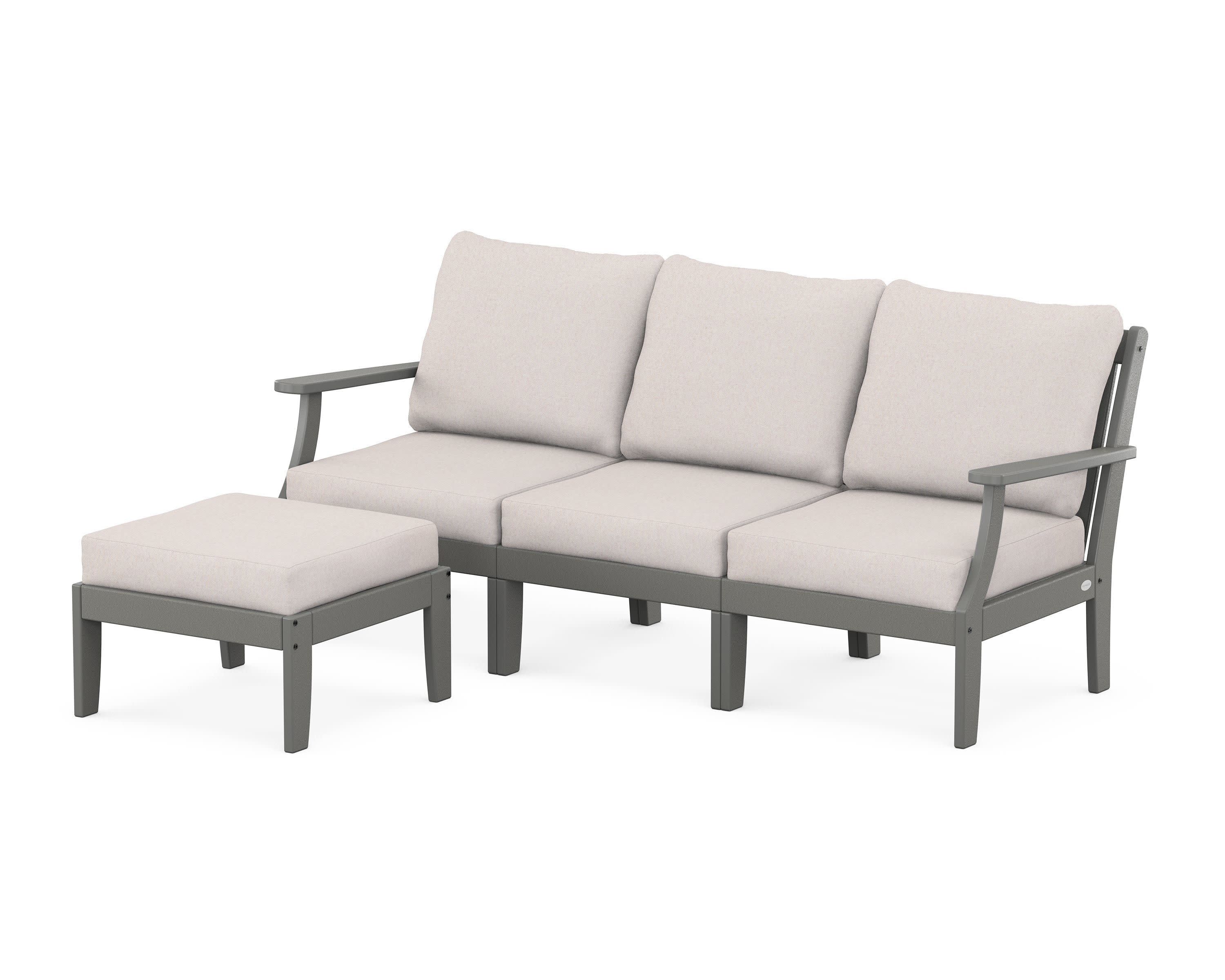 Braxton Modular 4-Piece Deep Seating Set with Ottoman in Slate Grey / Dune Burlap