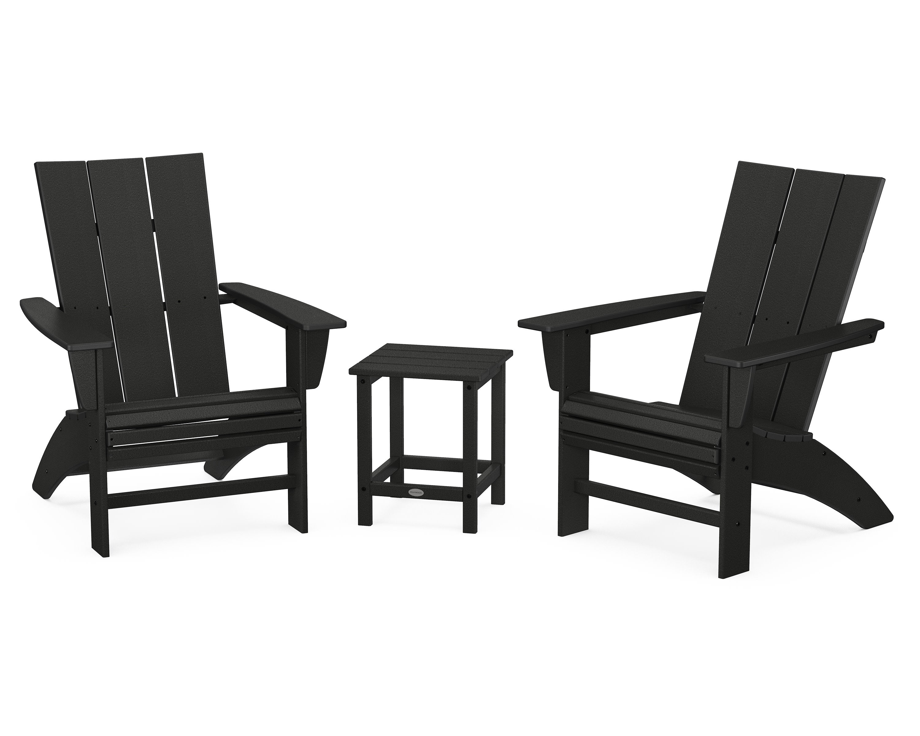 Modern 3-Piece Curveback Adirondack Set with Long Island 18" Side Table in Black