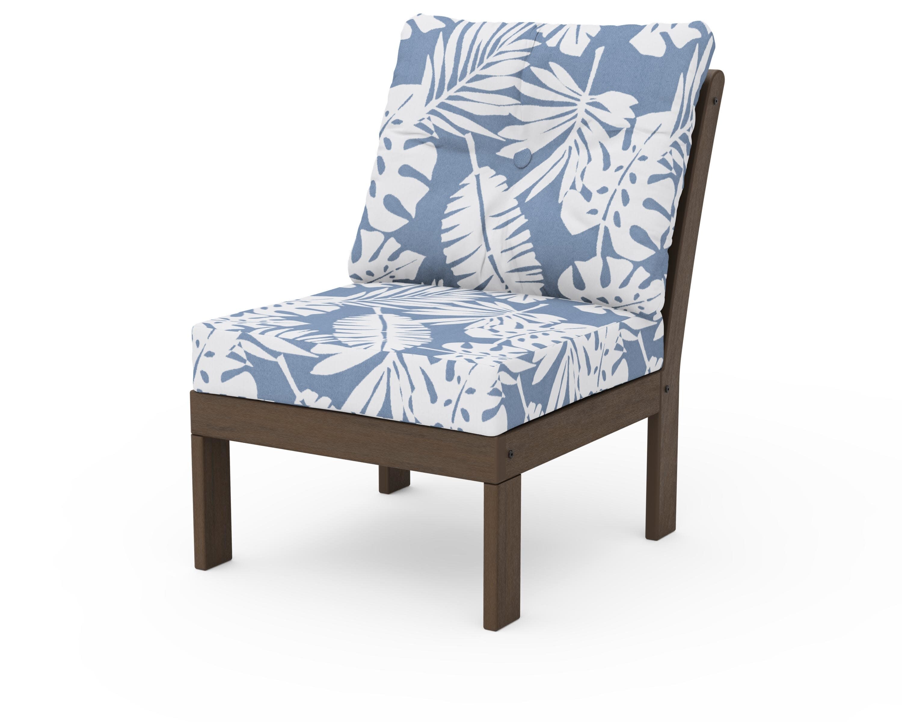 Vineyard Modular Armless Chair in Kona / Leaf Sky Blue