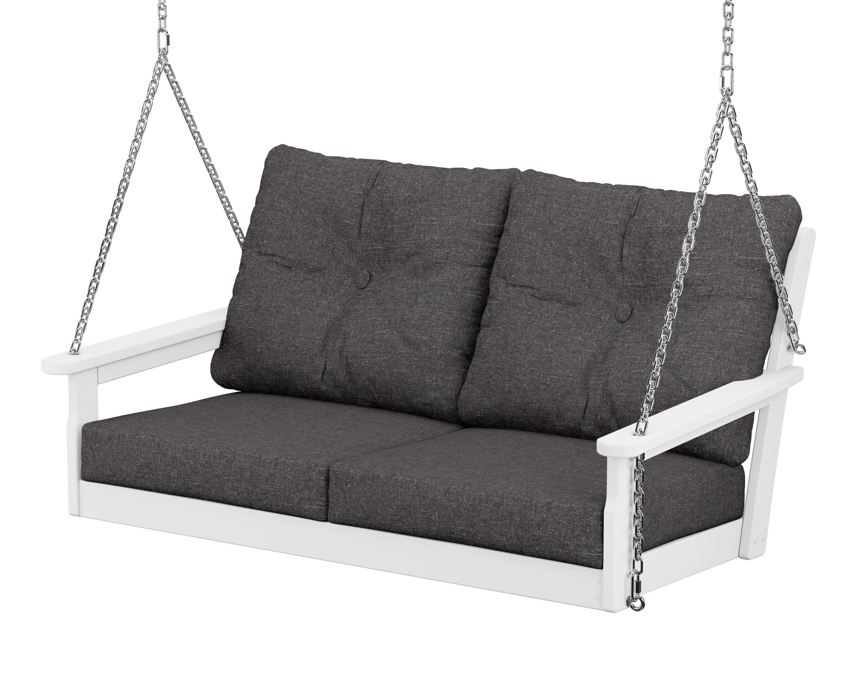 Vineyard Deep Seating Swing in White / Ash Charcoal