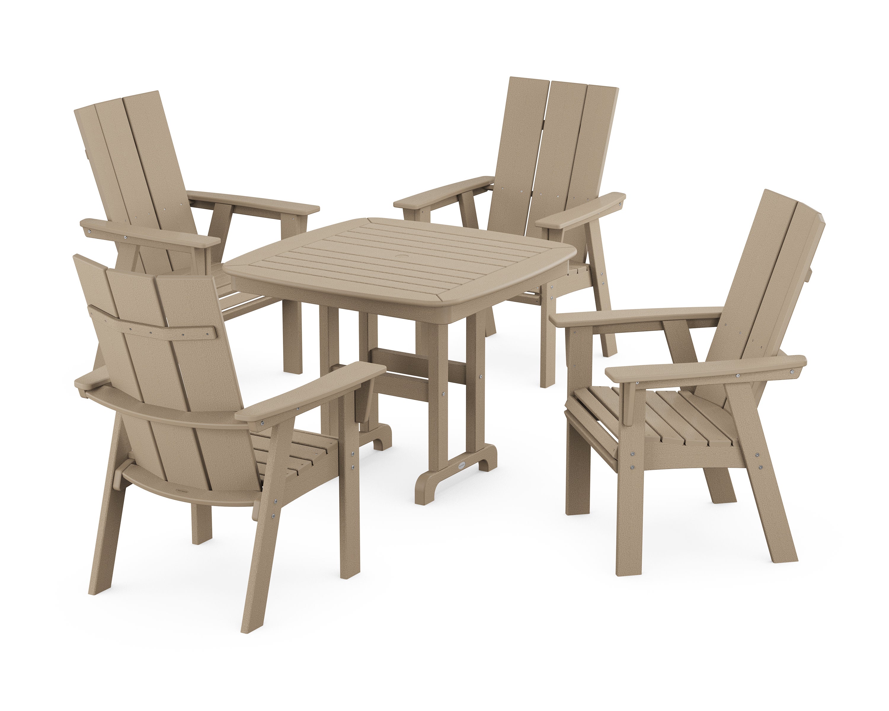 Modern Curveback Adirondack 5-Piece Dining Set in Vintage Sahara