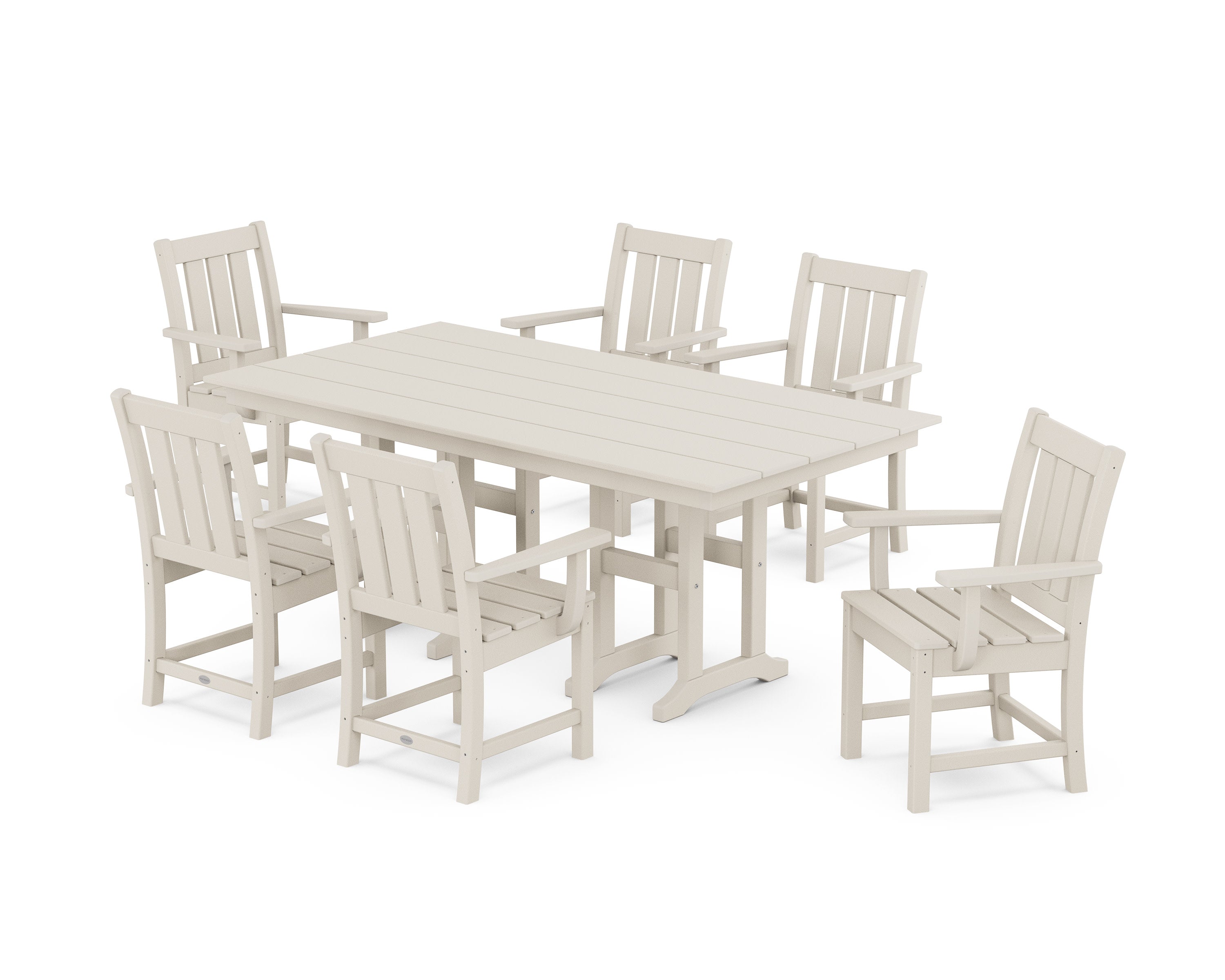 Oxford Arm Chair 7-Piece Farmhouse Dining Set in Sand