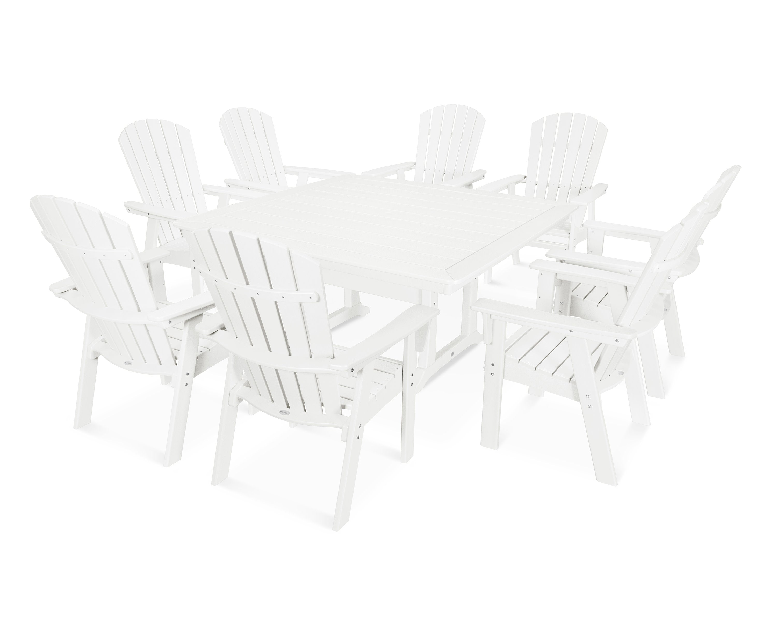 Nautical Adirondack 9-Piece Trestle Dining Set in White