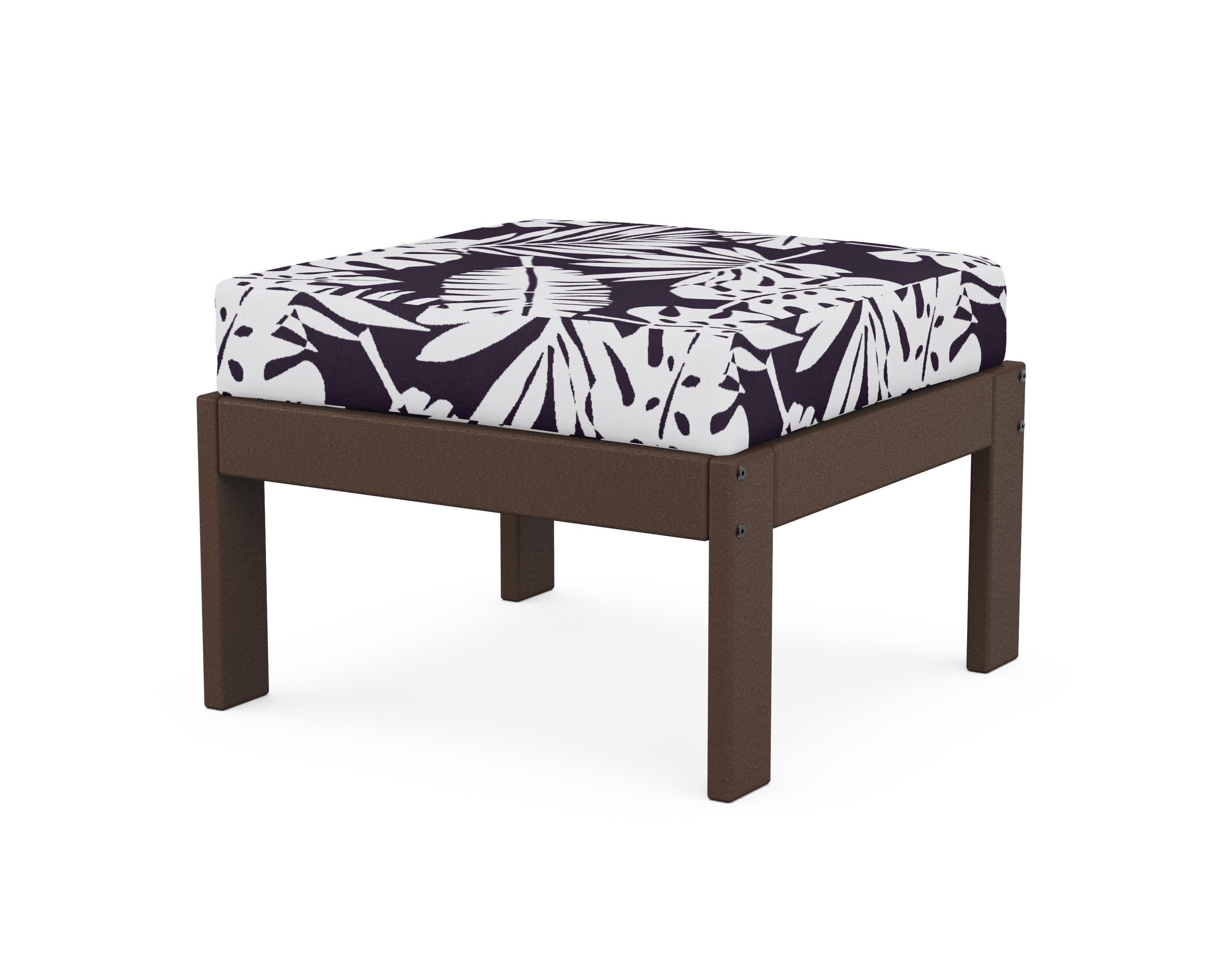 Vineyard Modular Ottoman in Mahogany / Leaf Navy
