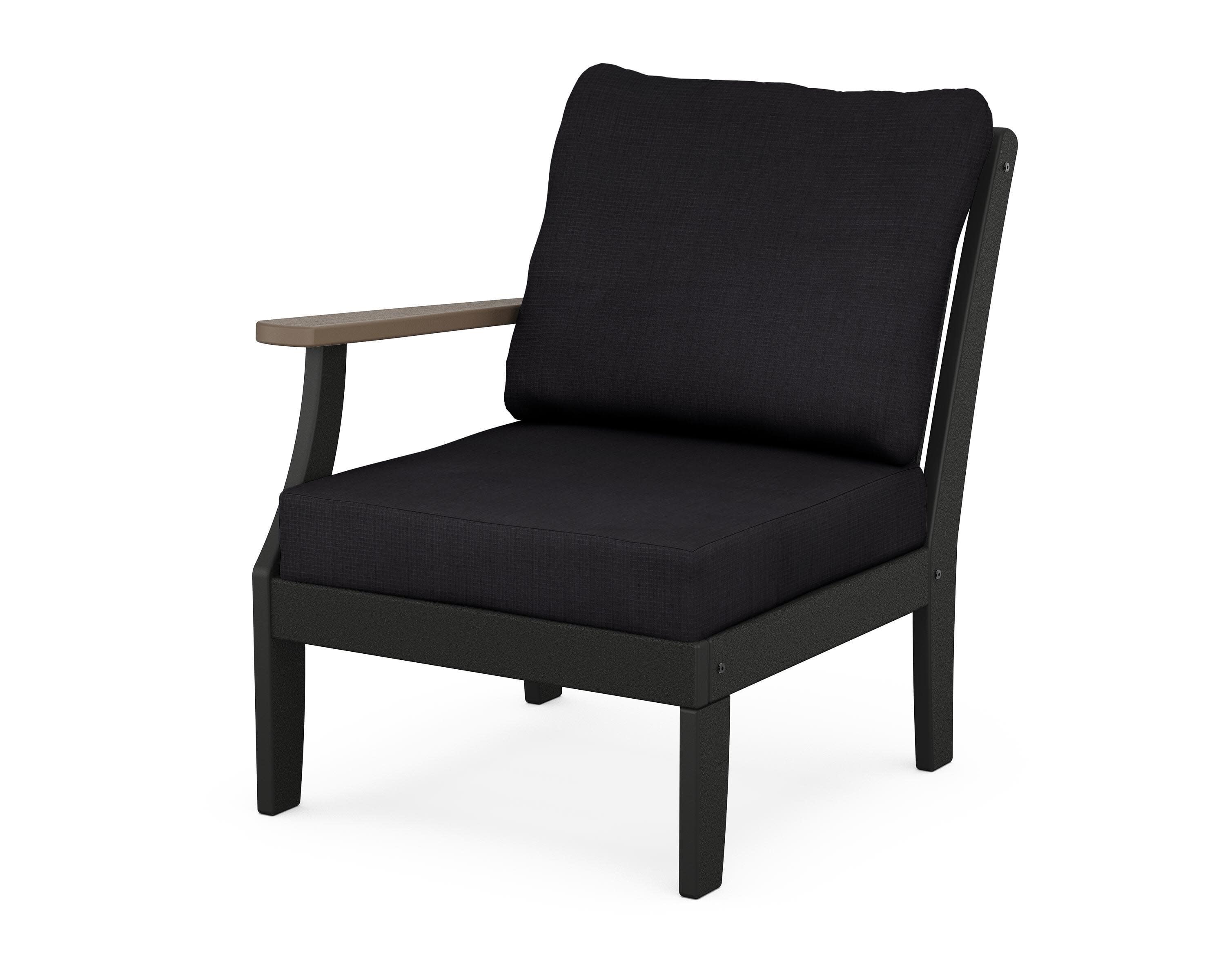 Braxton Modular Left Arm Chair in Black / Kona / Midnight Linen