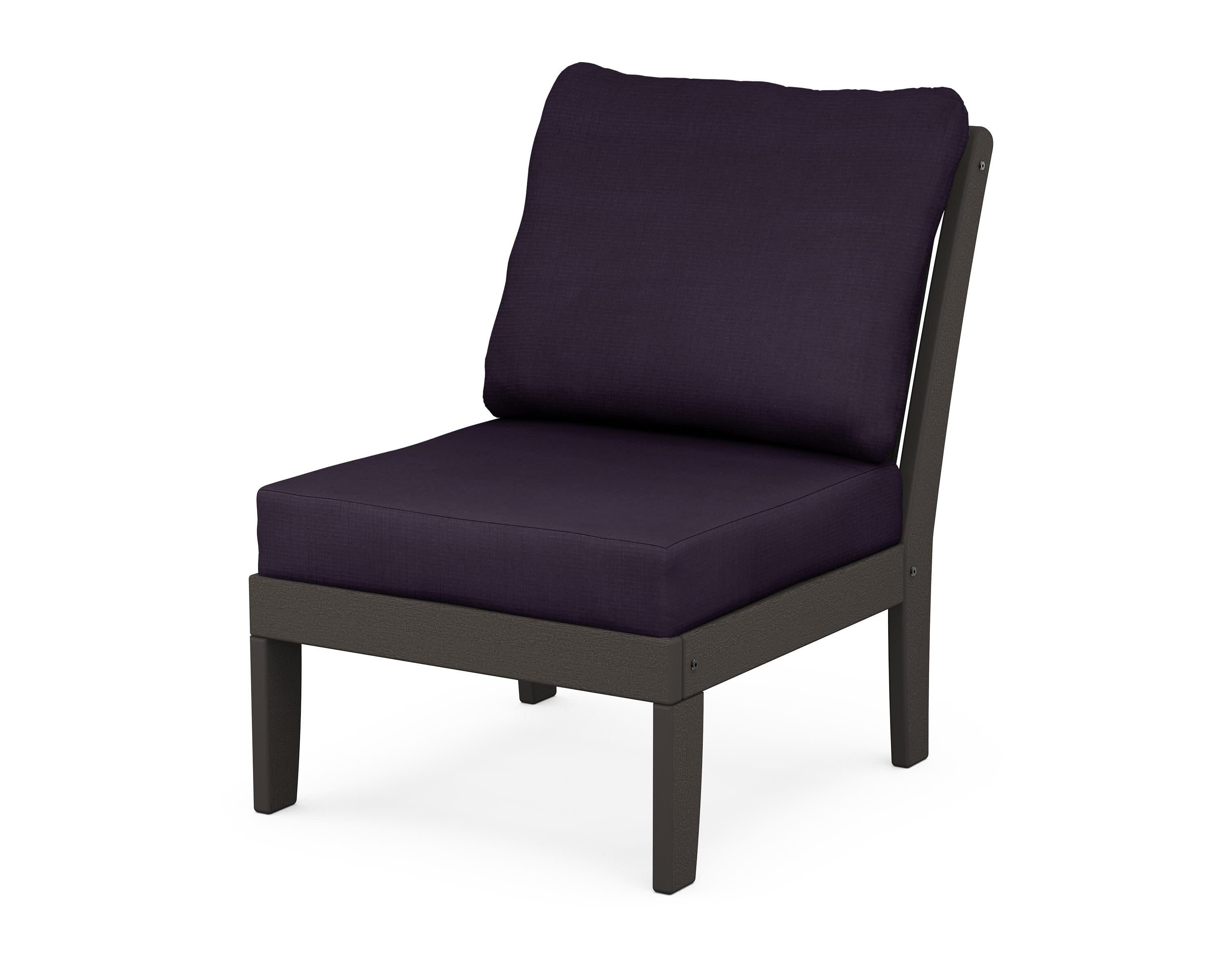 Braxton Modular Armless Chair in Vintage Coffee / Navy Linen