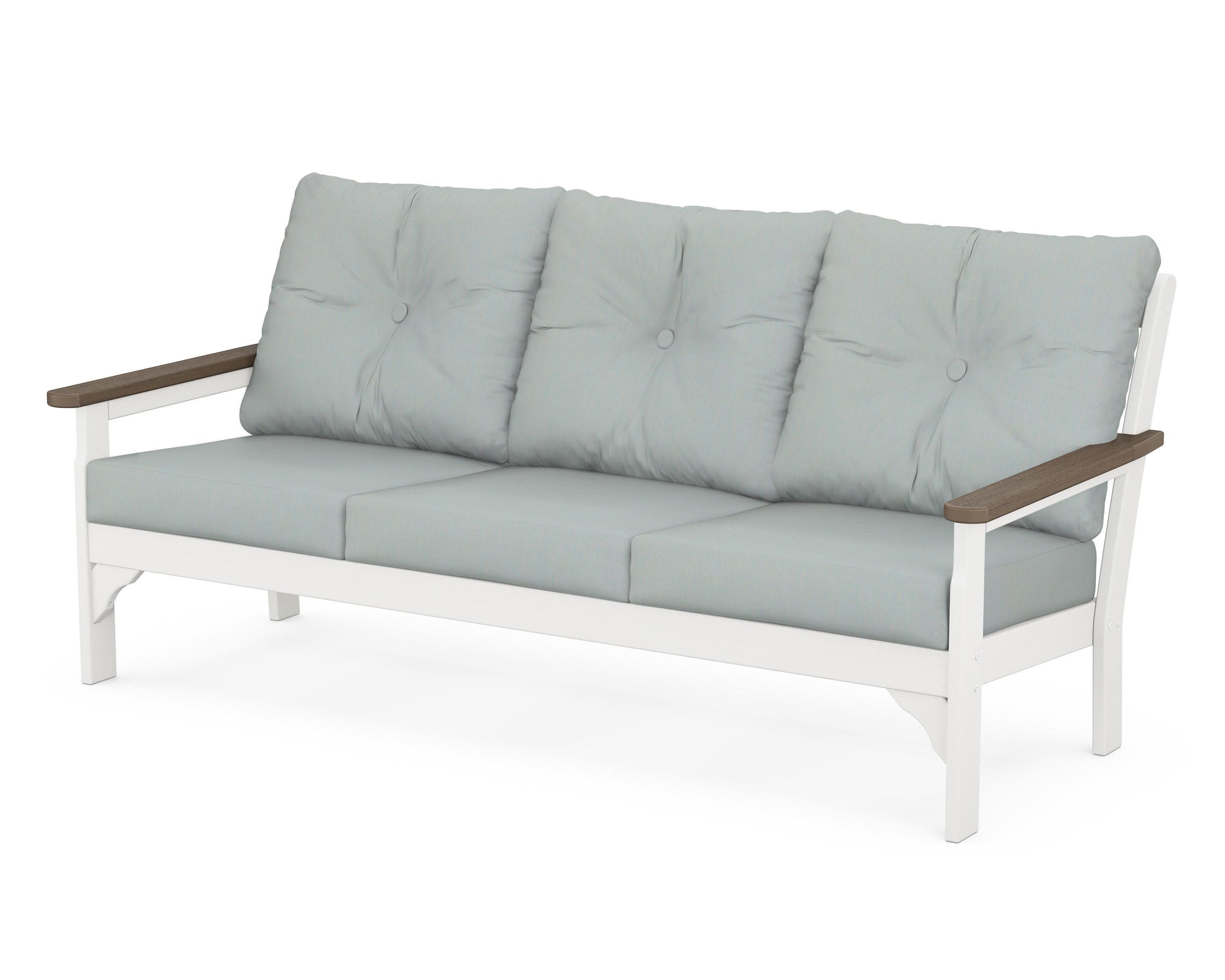 Vineyard Deep Seating Sofa in White / Kona / Spa