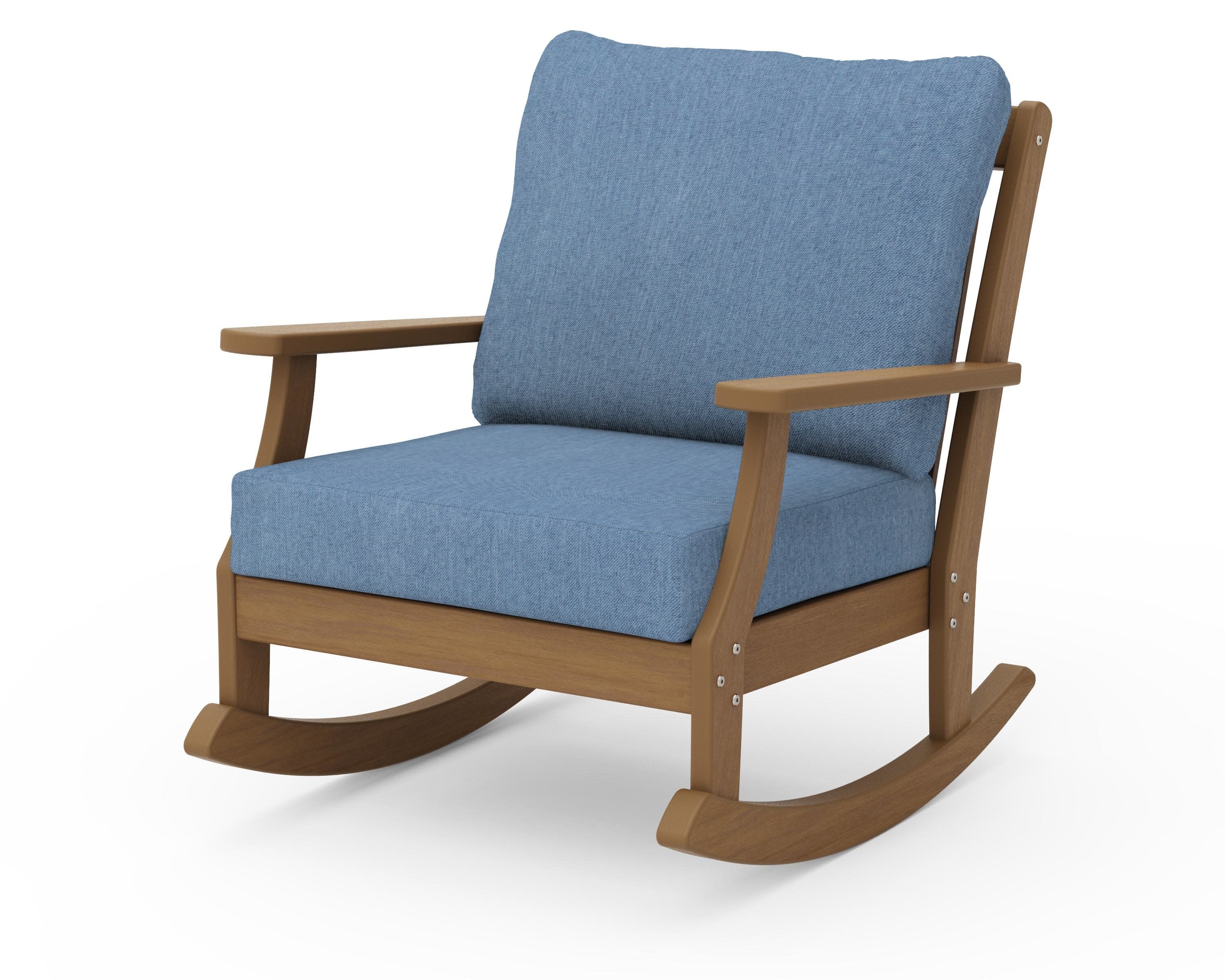 Braxton Deep Seating Rocking Chair in Natural / Sky Blue