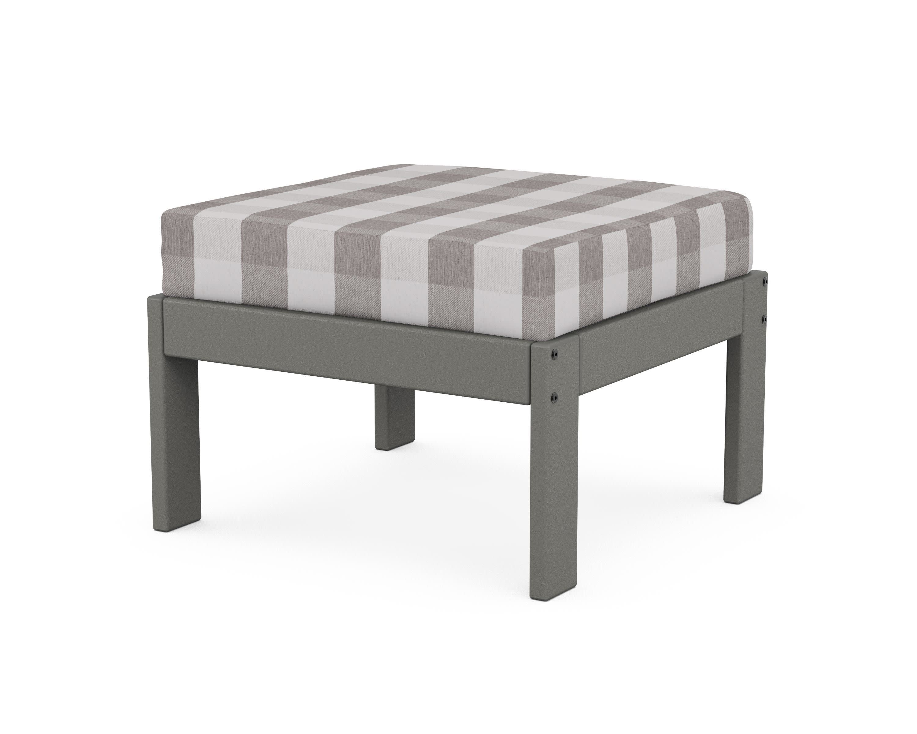 Vineyard Modular Ottoman in Slate Grey / Buffalo Plaid Grey Mist