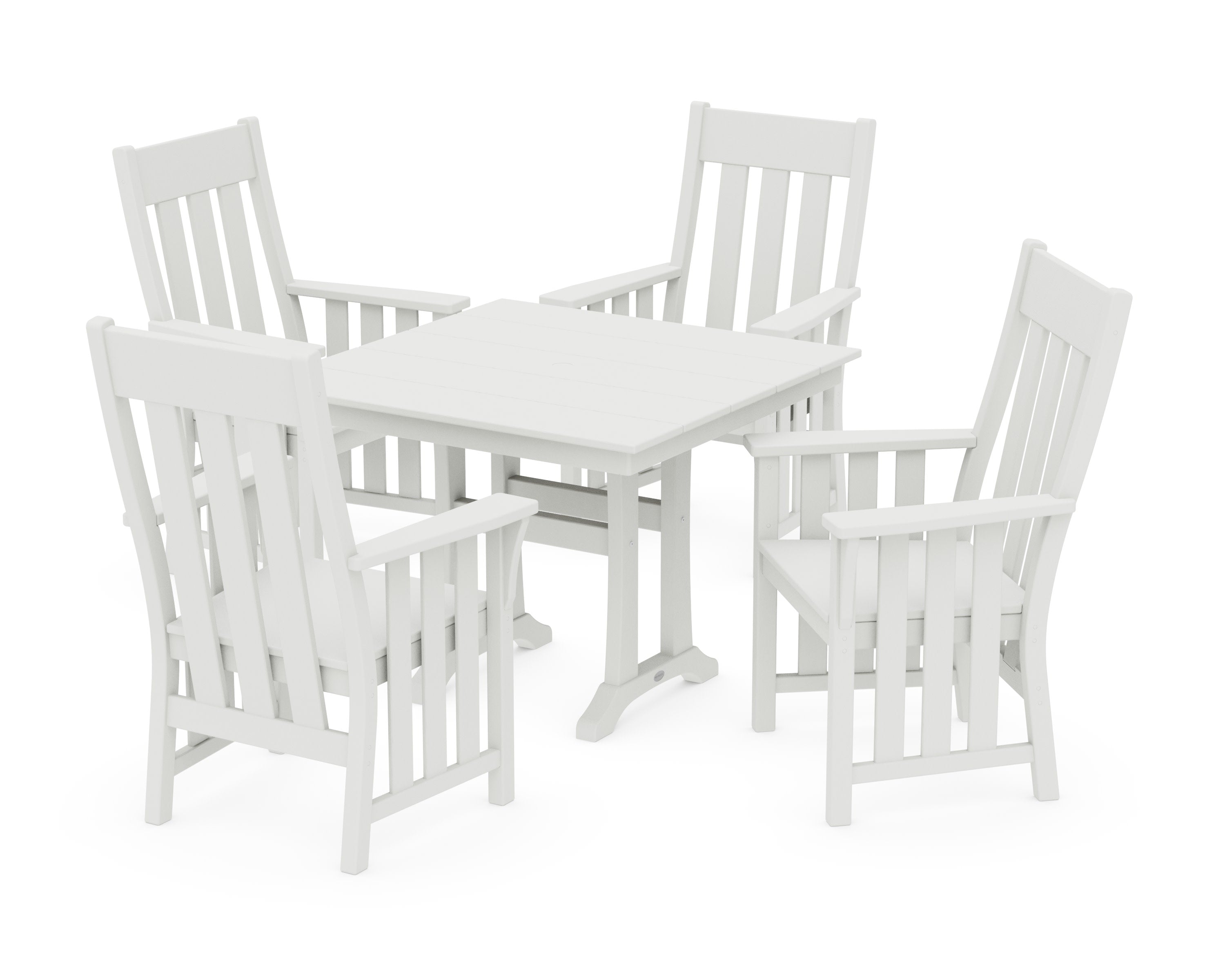 Acadia 5-Piece Farmhouse Dining Set with Trestle Legs in Vintage White