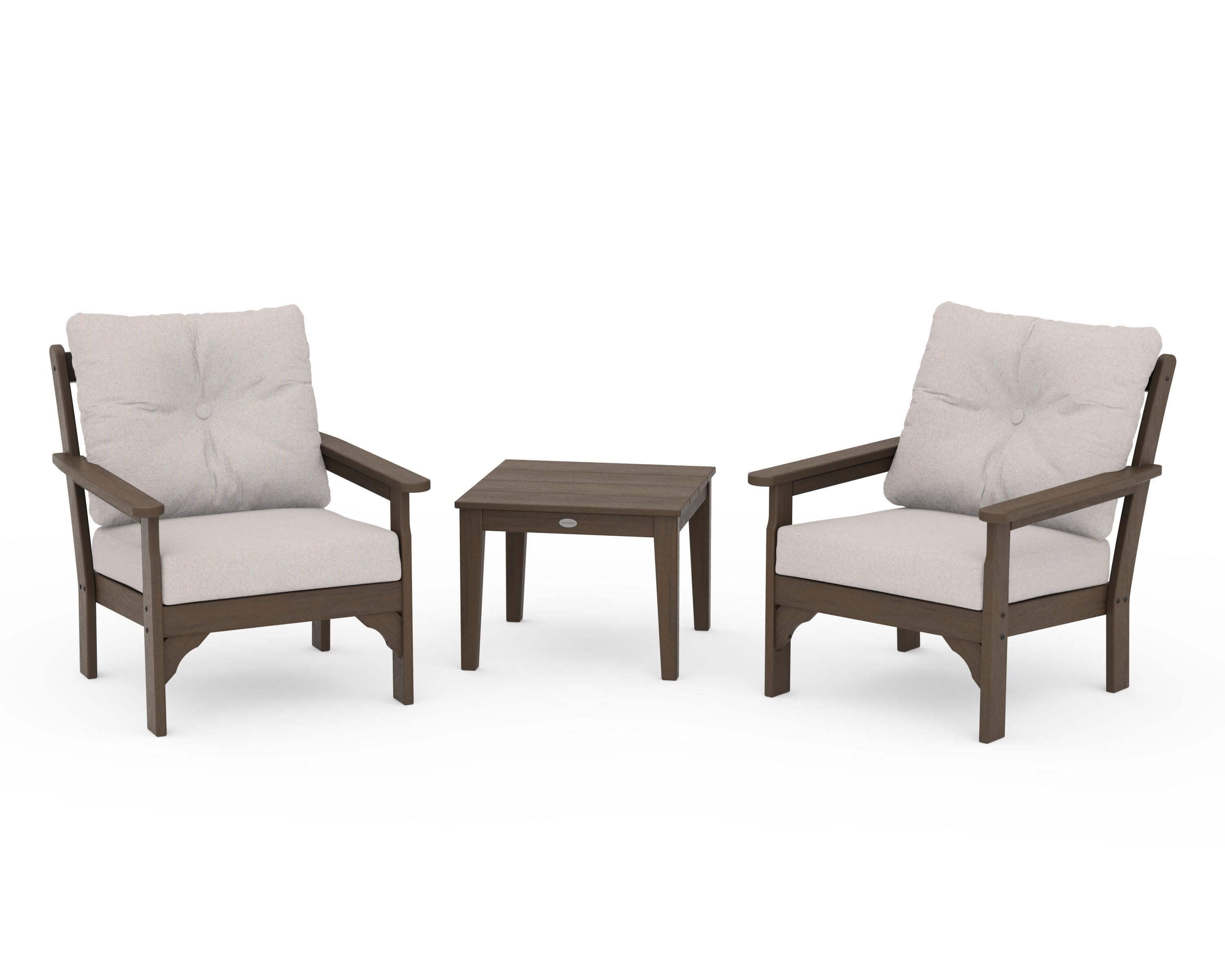 Vineyard 3-Piece Deep Seating Set in Kona / Dune Burlap