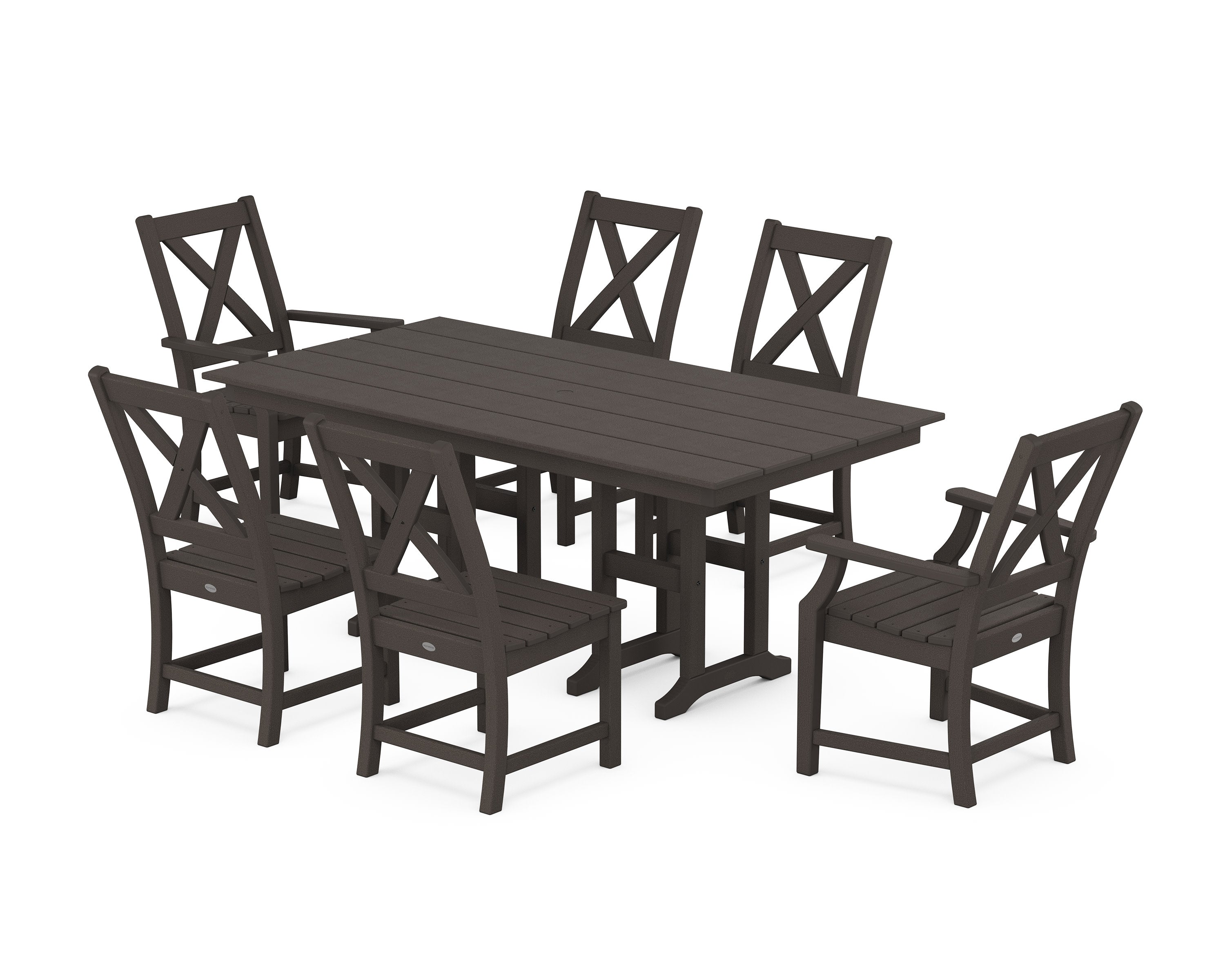 Braxton 7-Piece Farmhouse Dining Set in Vintage Coffee