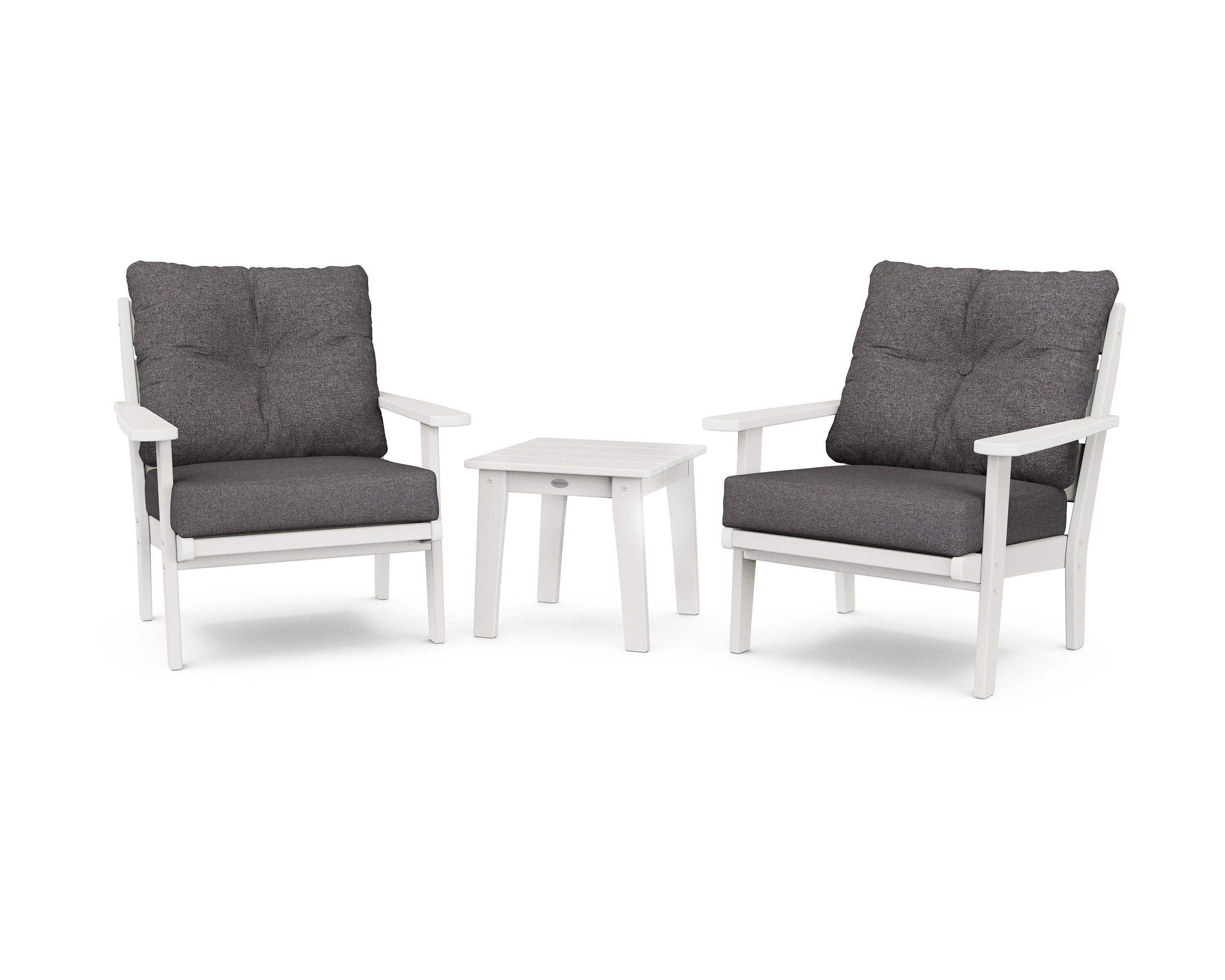 Lakeside 3-Piece Deep Seating Chair Set in Vintage White / Ash Charcoal