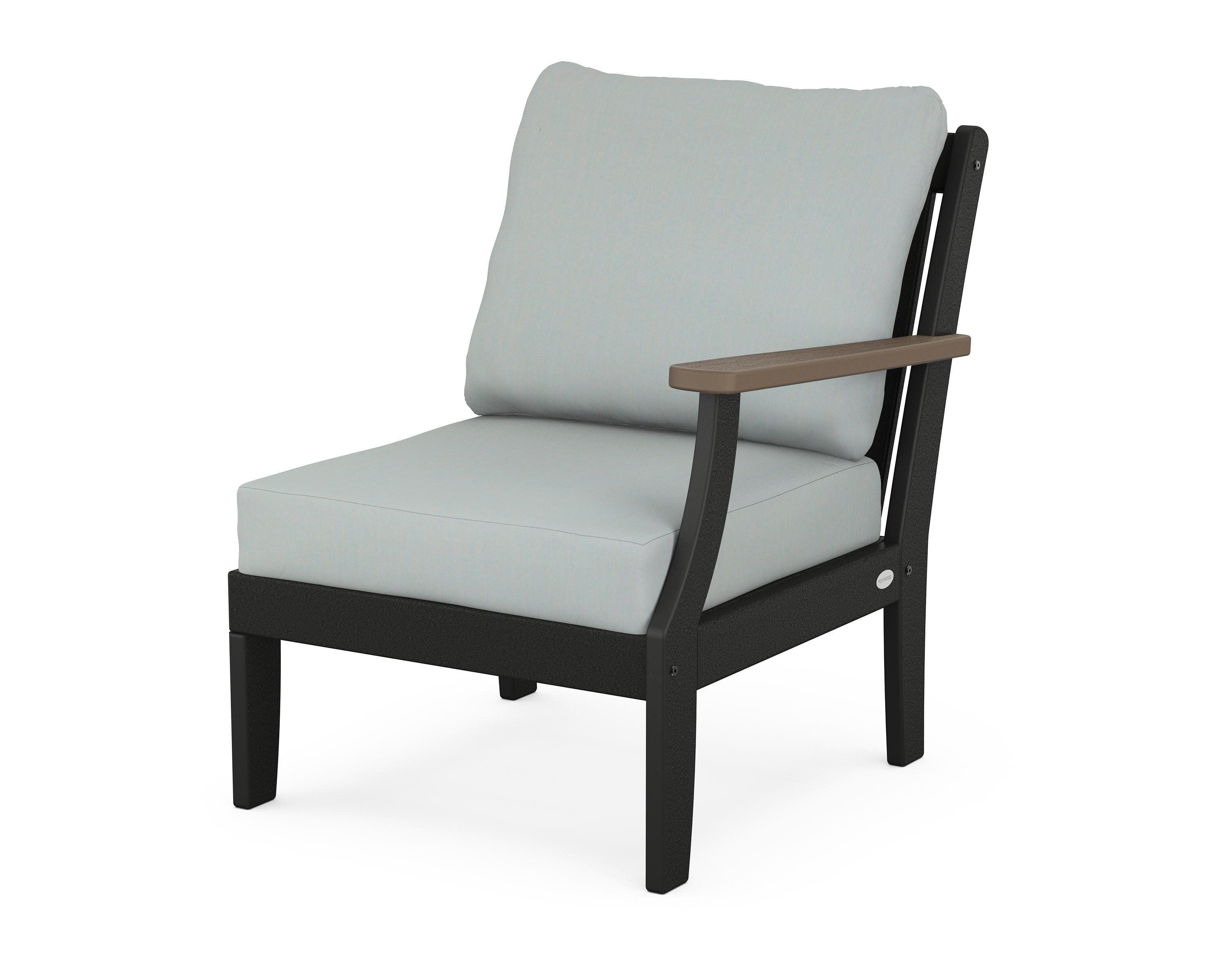 Braxton Modular Right Arm Chair in Black / Kona / Spa
