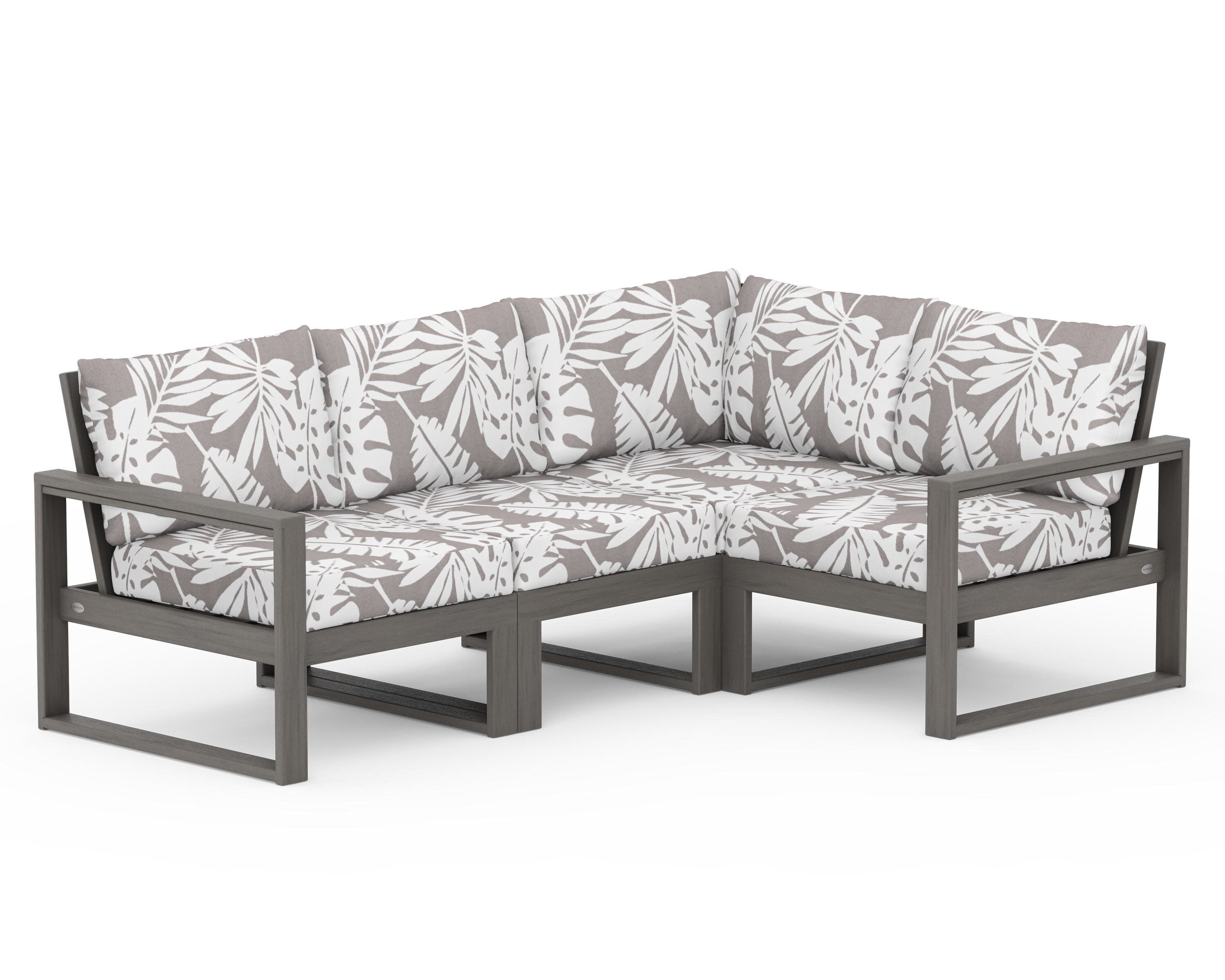 EDGE 4-Piece Modular Deep Seating Set in Driftwood / Leaf Grey Mist