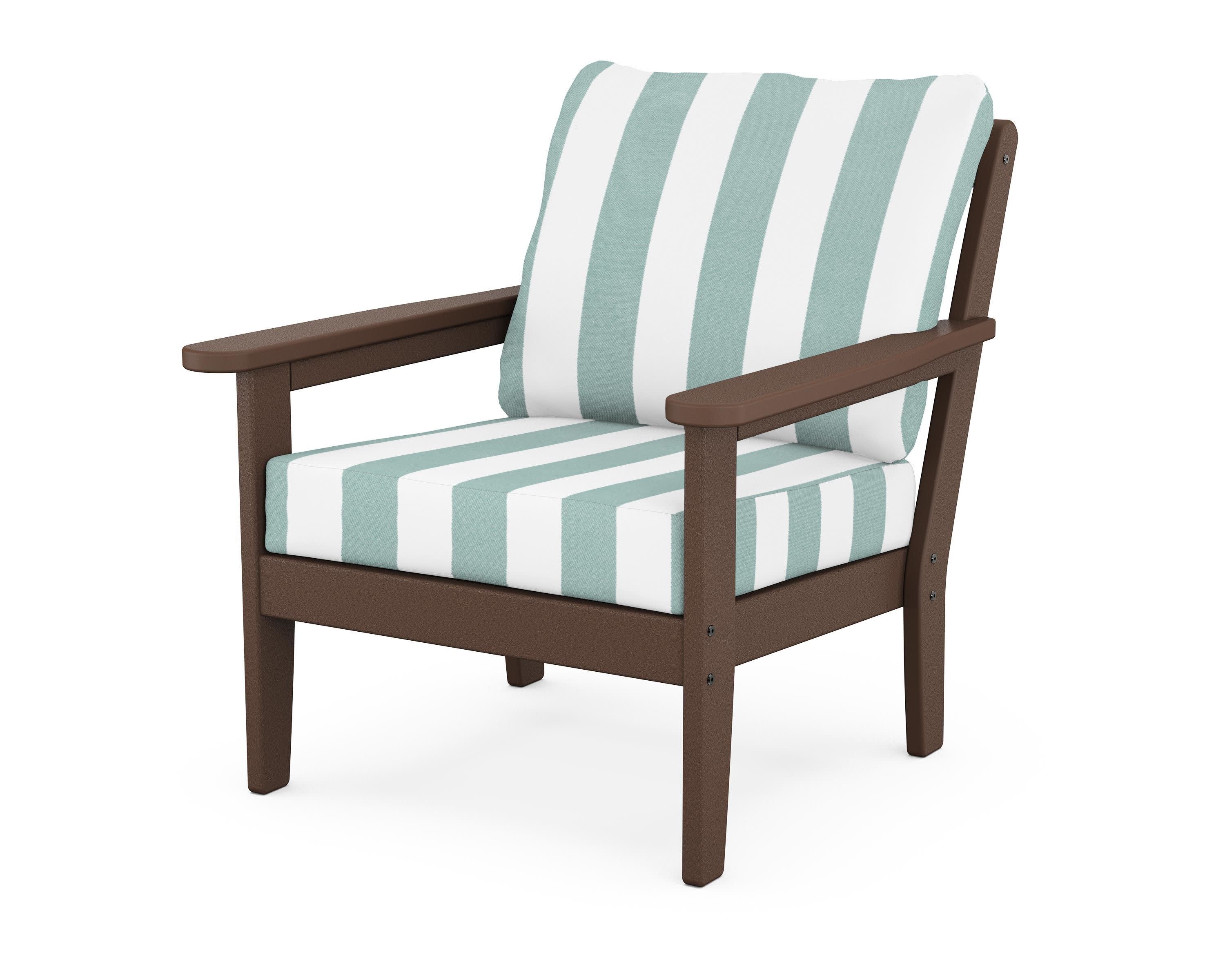 Cottage Deep Seating Chair in Mahogany / Cabana Stripe Glacier Spa