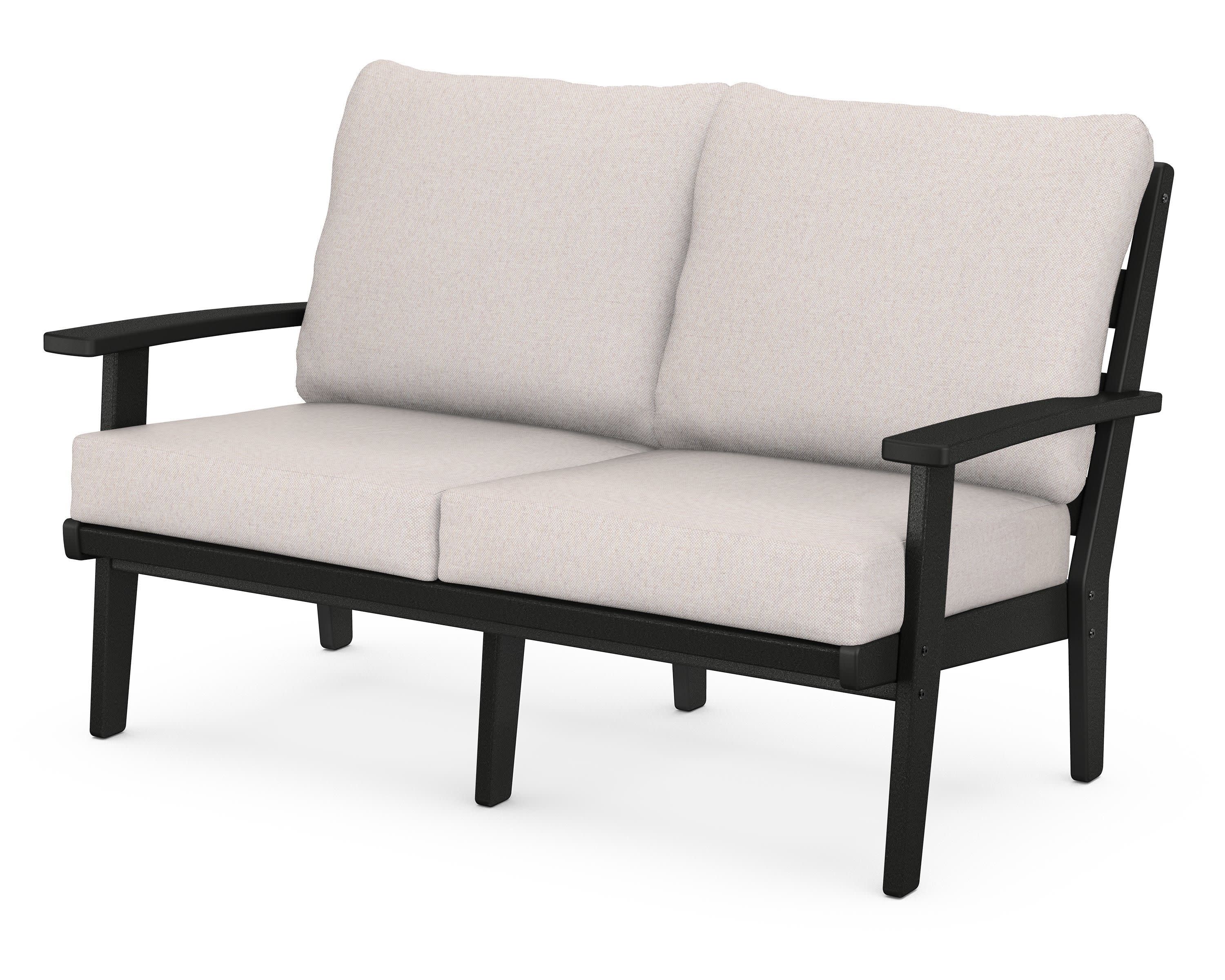 Grant Park Deep Seating Loveseat in Black / Dune Burlap