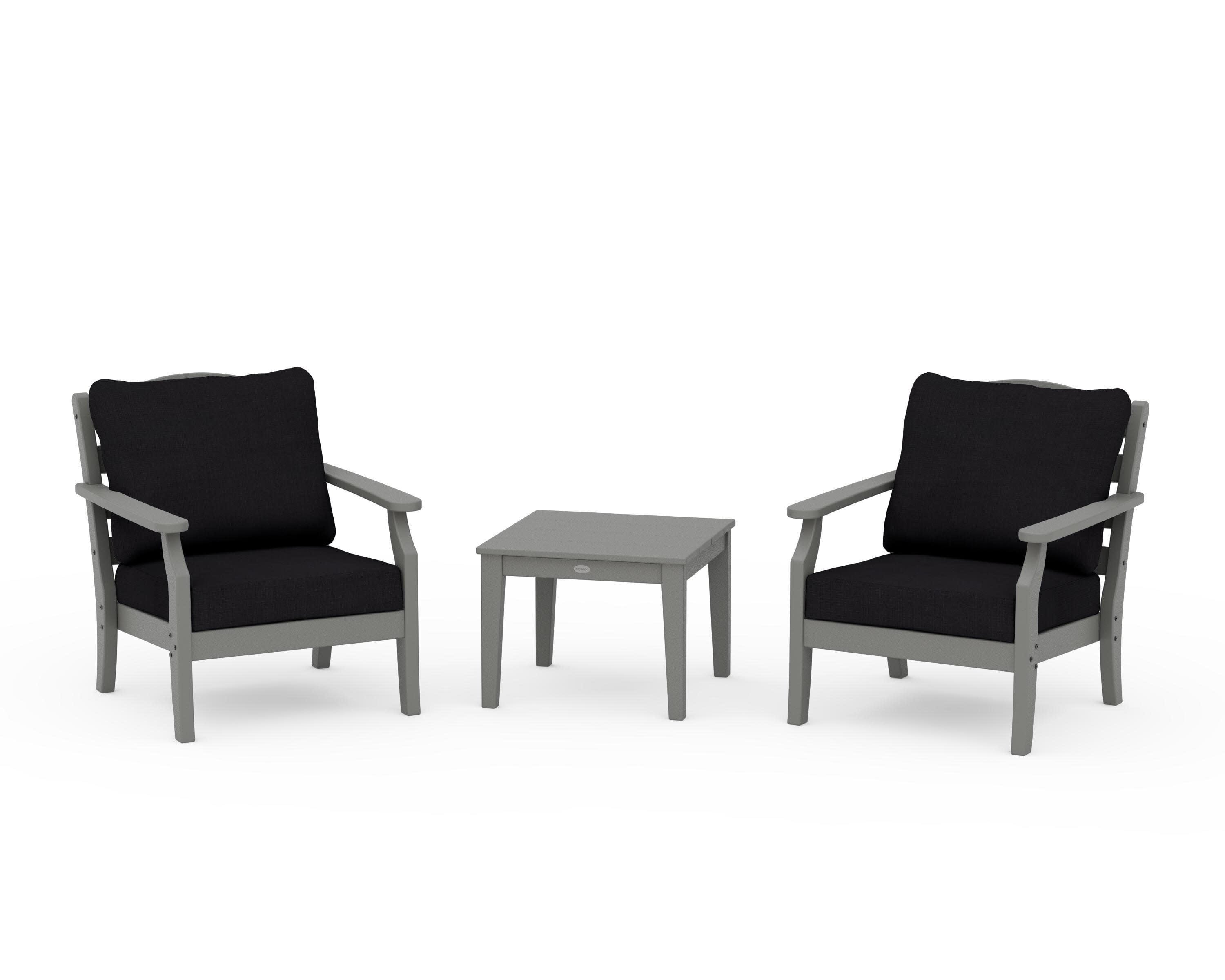 Savannah 3-Piece Deep Seating Set in Slate Grey / Midnight Linen