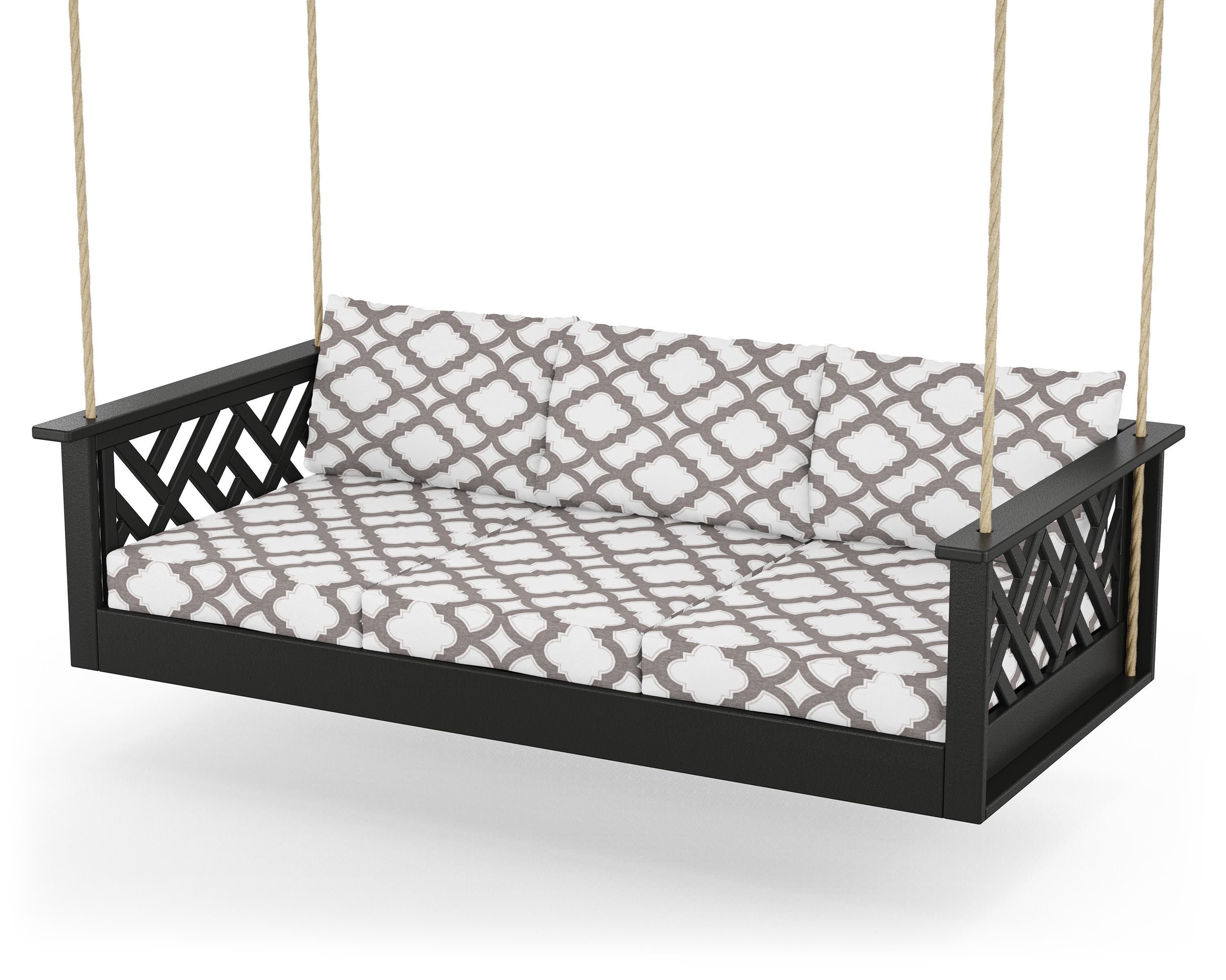 Chippendale Daybed Swing in Black / Trellis Grey Mist