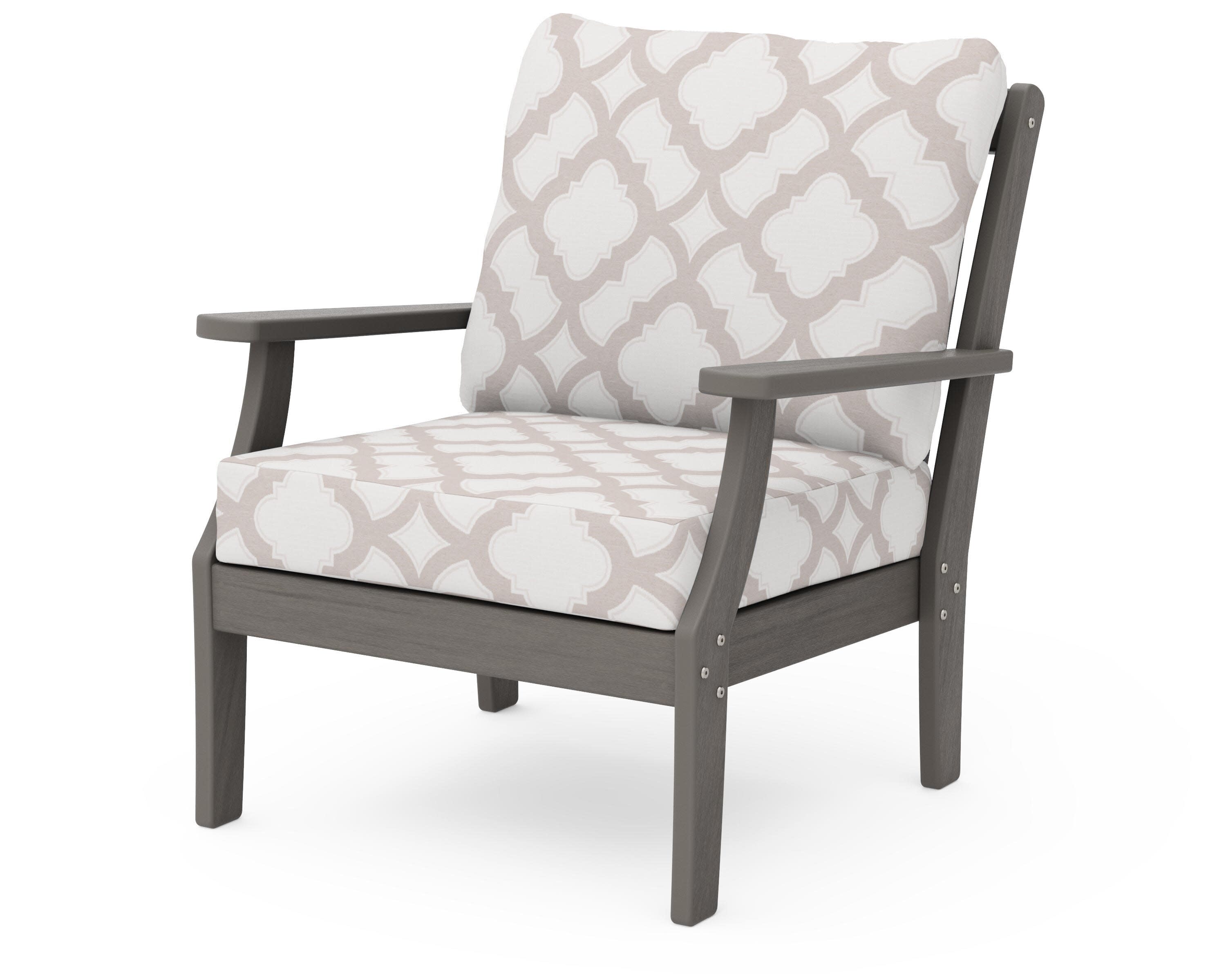Braxton Deep Seating Chair in Driftwood / Trellis Dune Burlap