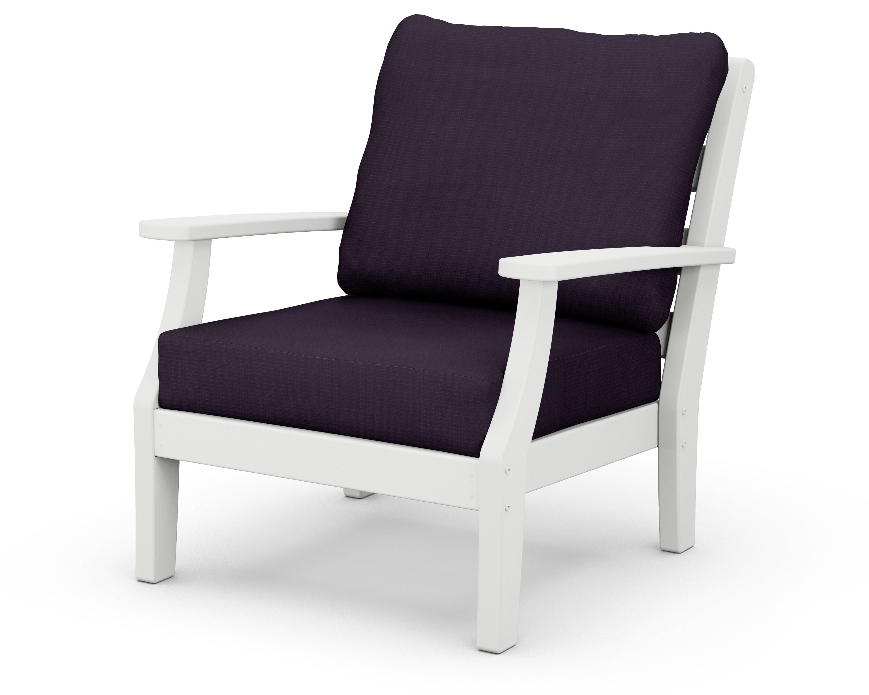 Chesapeake Deep Seating Chair in White / Navy Linen