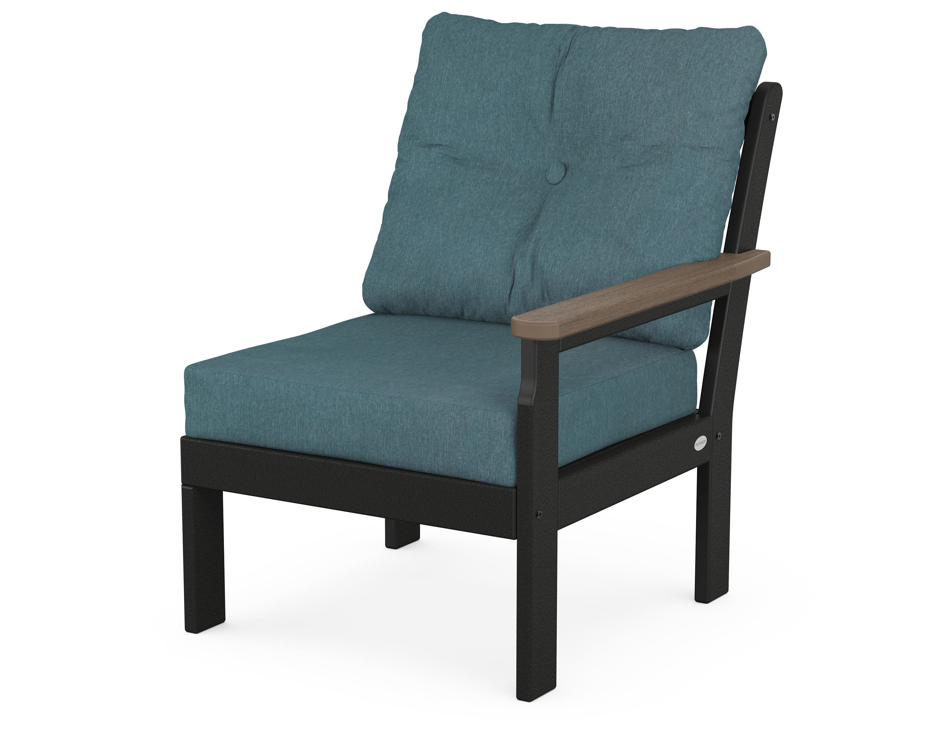 Vineyard Modular Right Arm Chair in Black / Kona / Ocean Teal