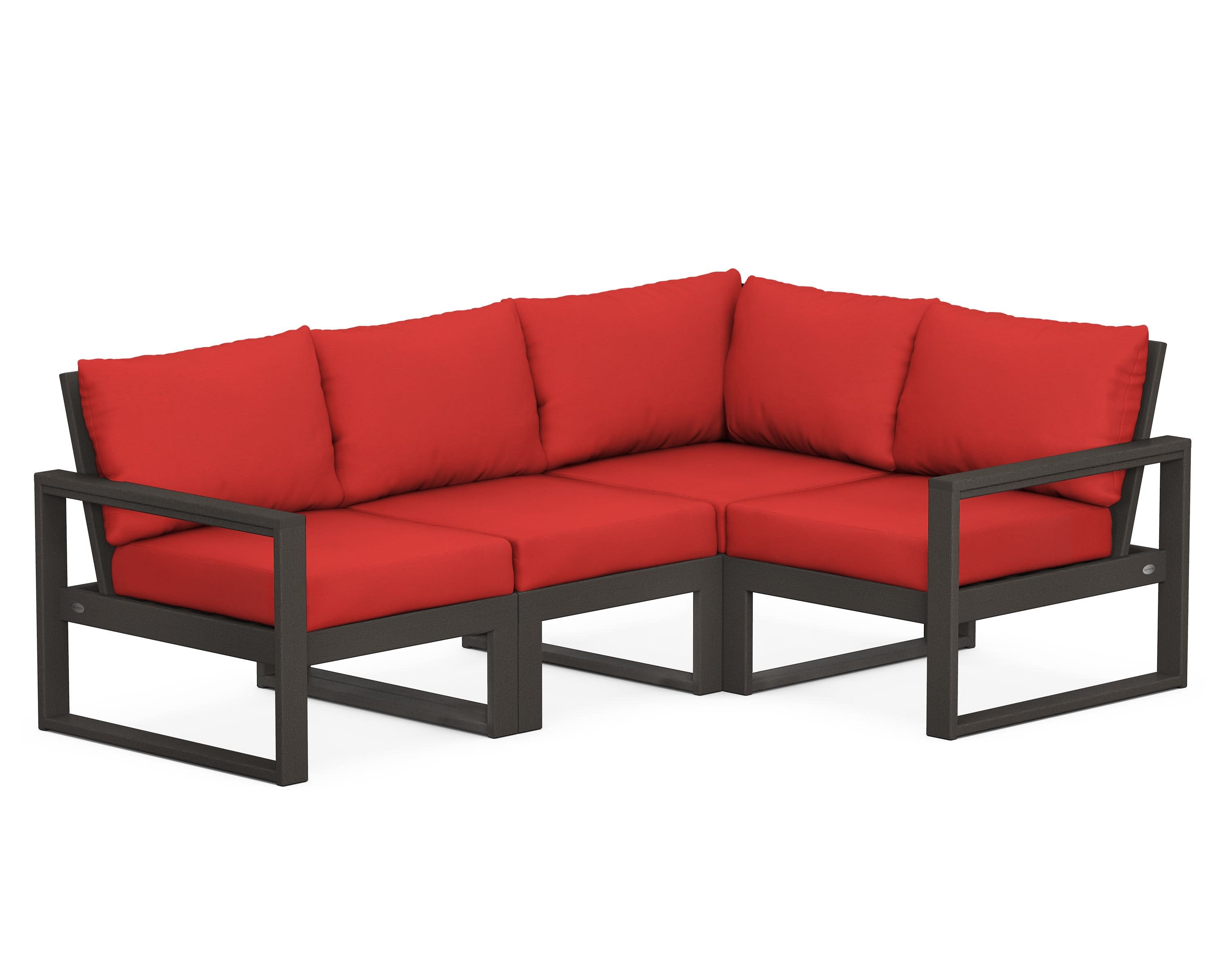 EDGE 4-Piece Modular Deep Seating Set in Vintage Coffee / Crimson Linen
