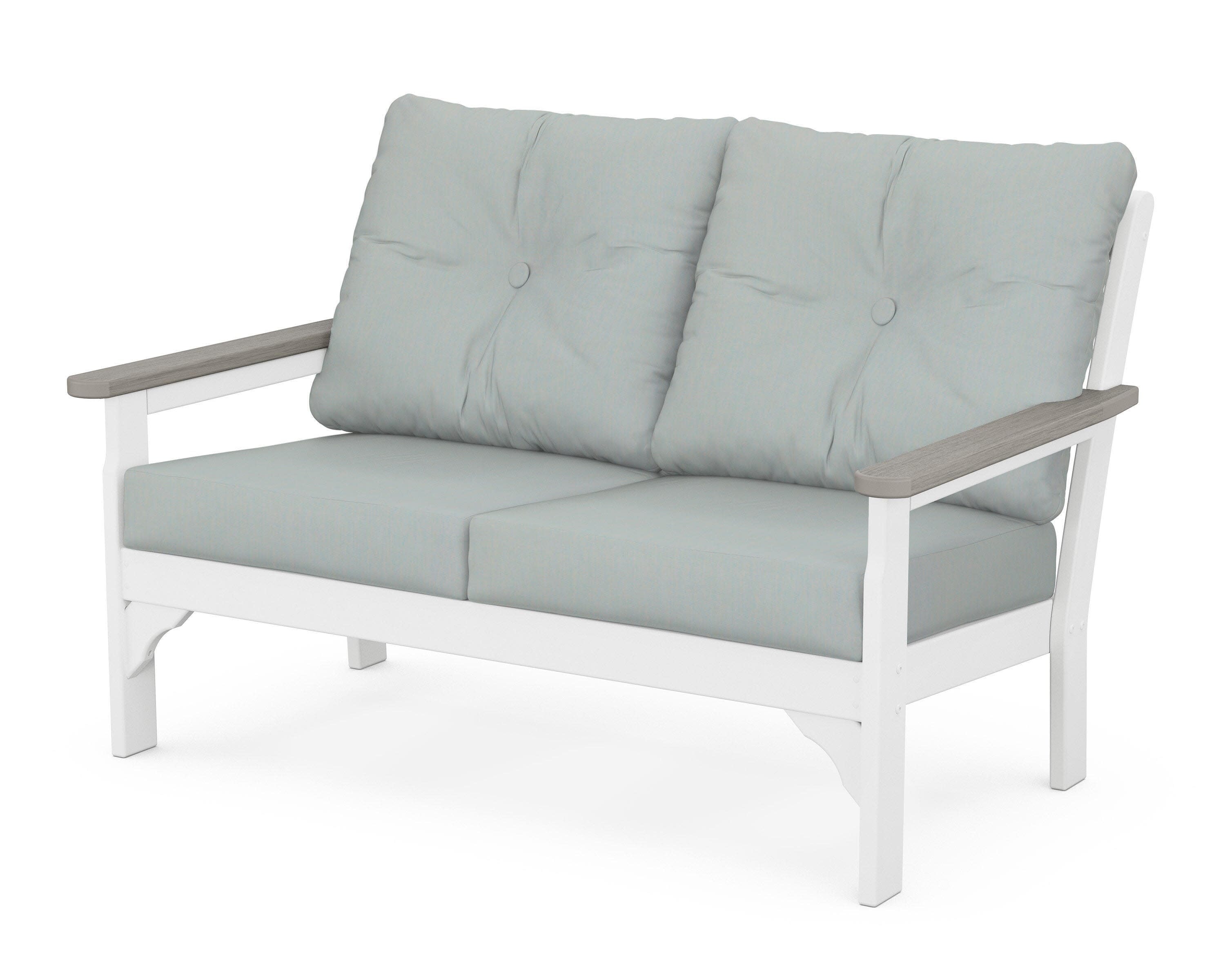 Vineyard Deep Seating Loveseat in White / Driftwood / Spa