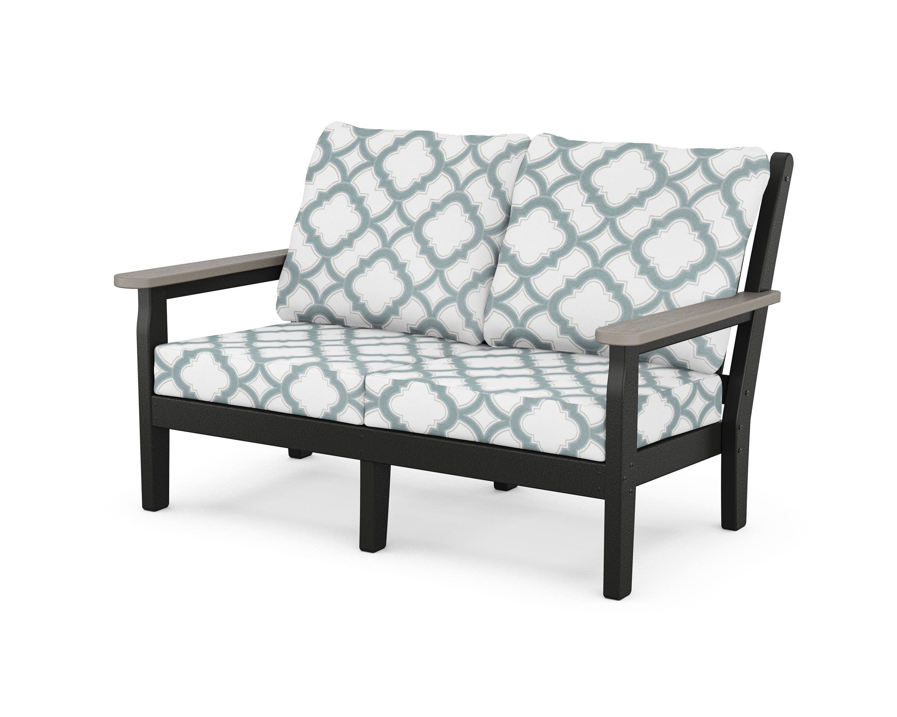 Chippendale Deep Seating Loveseat in Black / Driftwood / Trellis Glacier Spa
