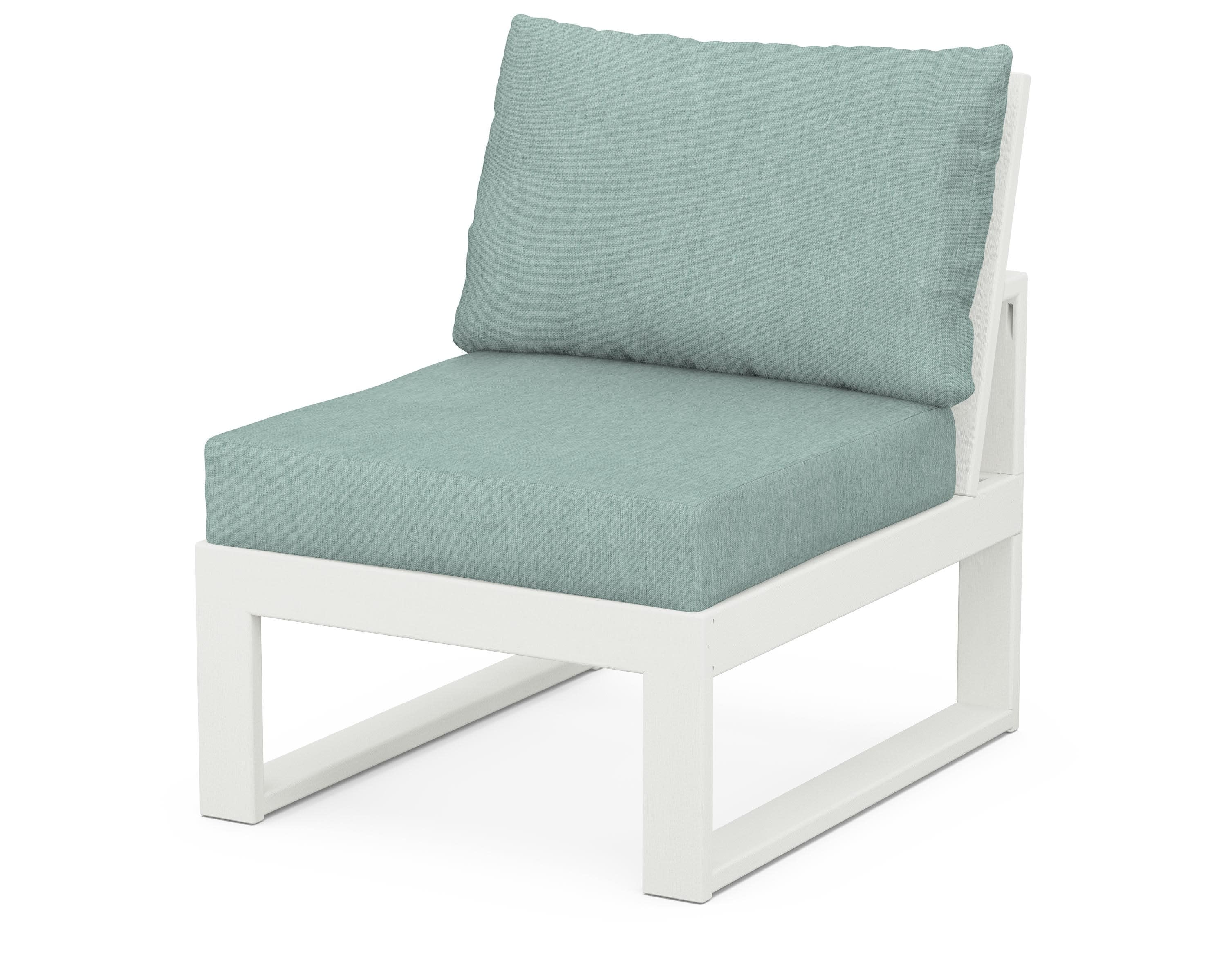 Modular Armless Chair in Vintage White / Glacier Spa