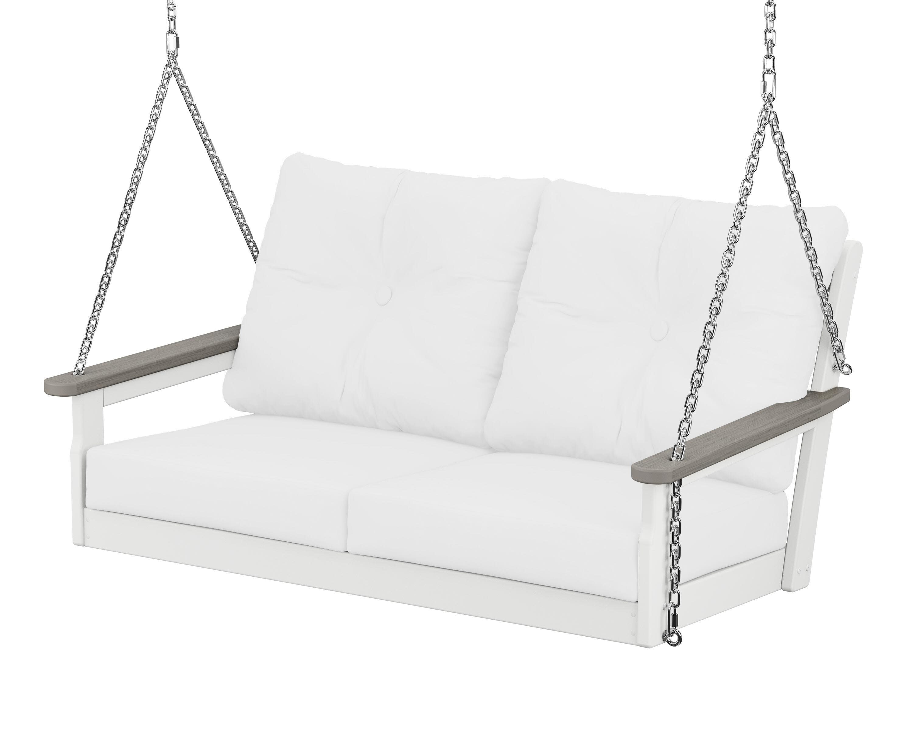 Vineyard Deep Seating Swing in White / Driftwood / Natural