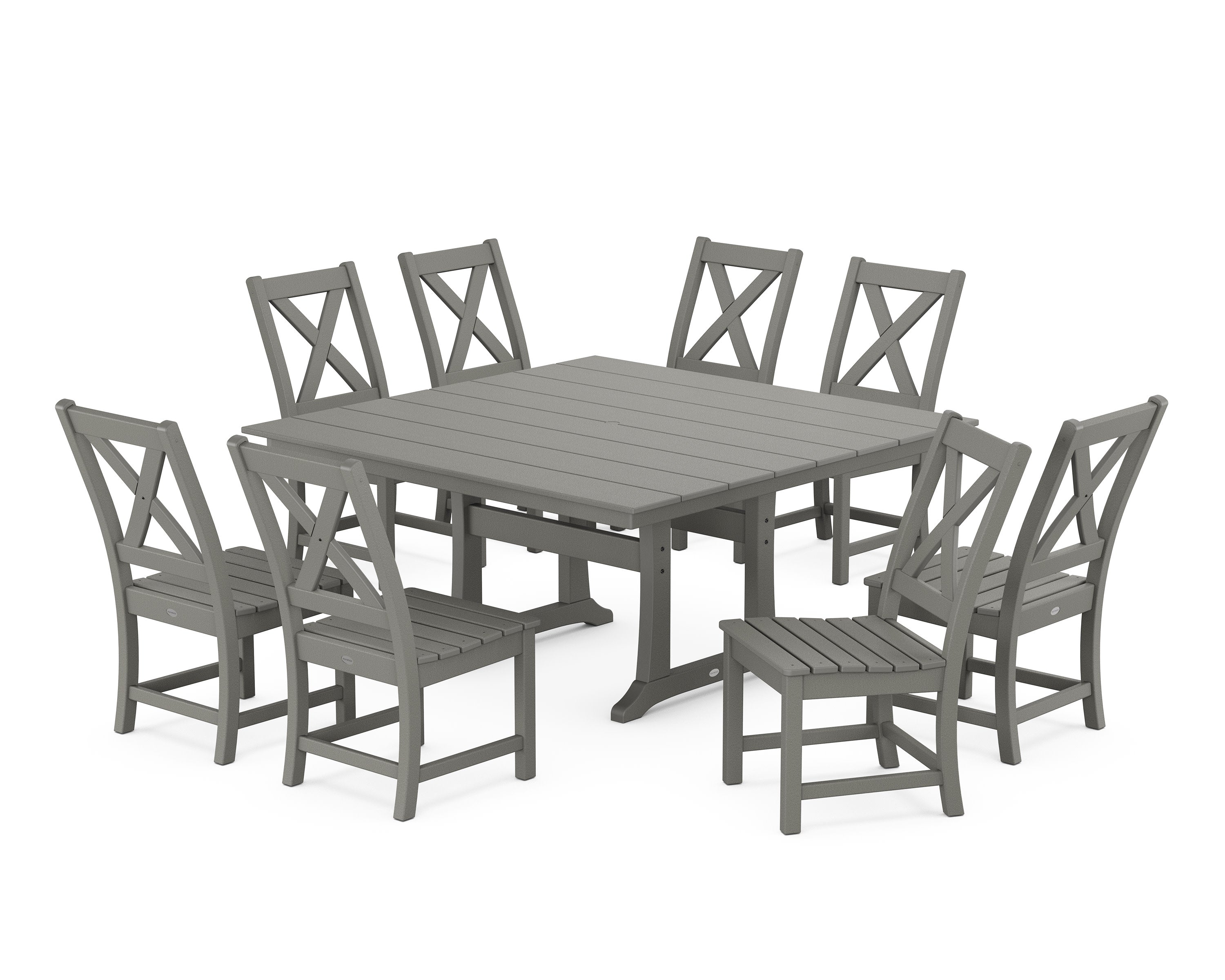 Braxton Side Chair 9-Piece Farmhouse Dining Set in Slate Grey