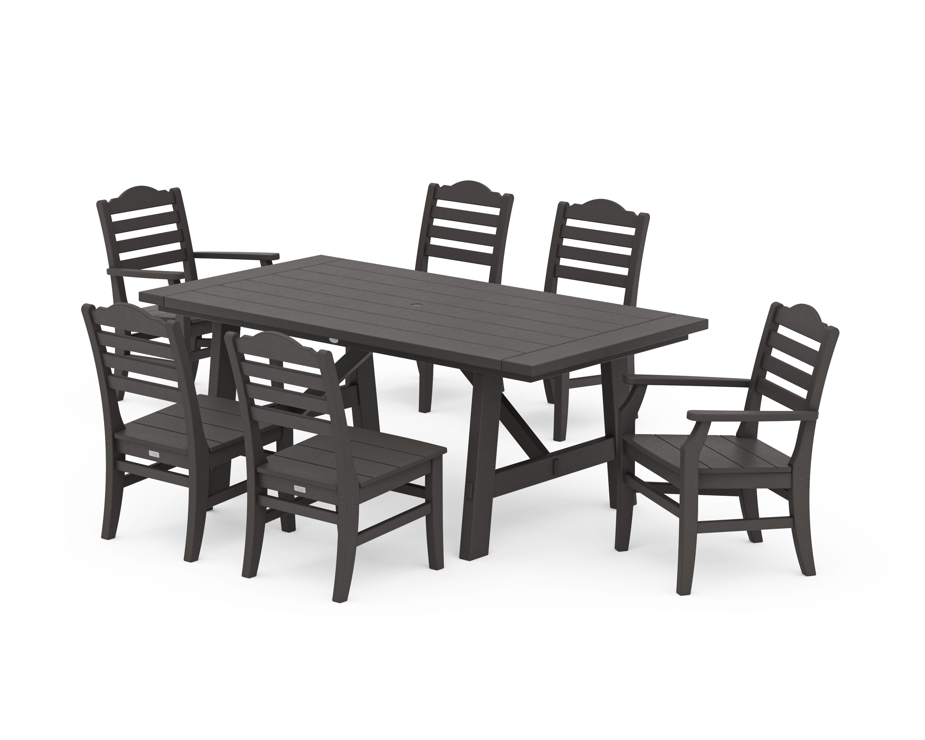 Savannah 7-Piece Rustic Farmhouse Dining Set in Vintage Coffee