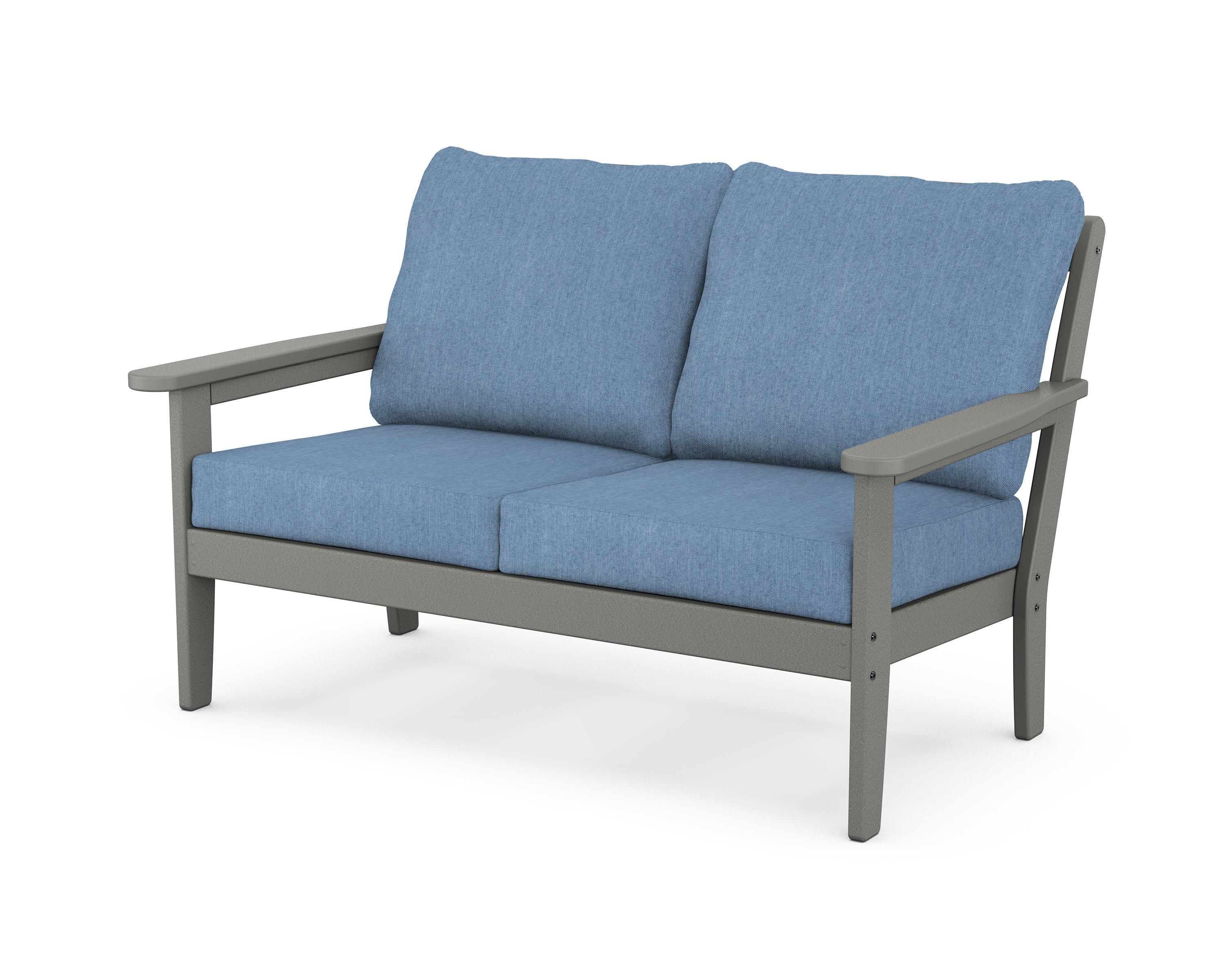 Cottage Deep Seating Loveseat in Slate Grey / Sky Blue