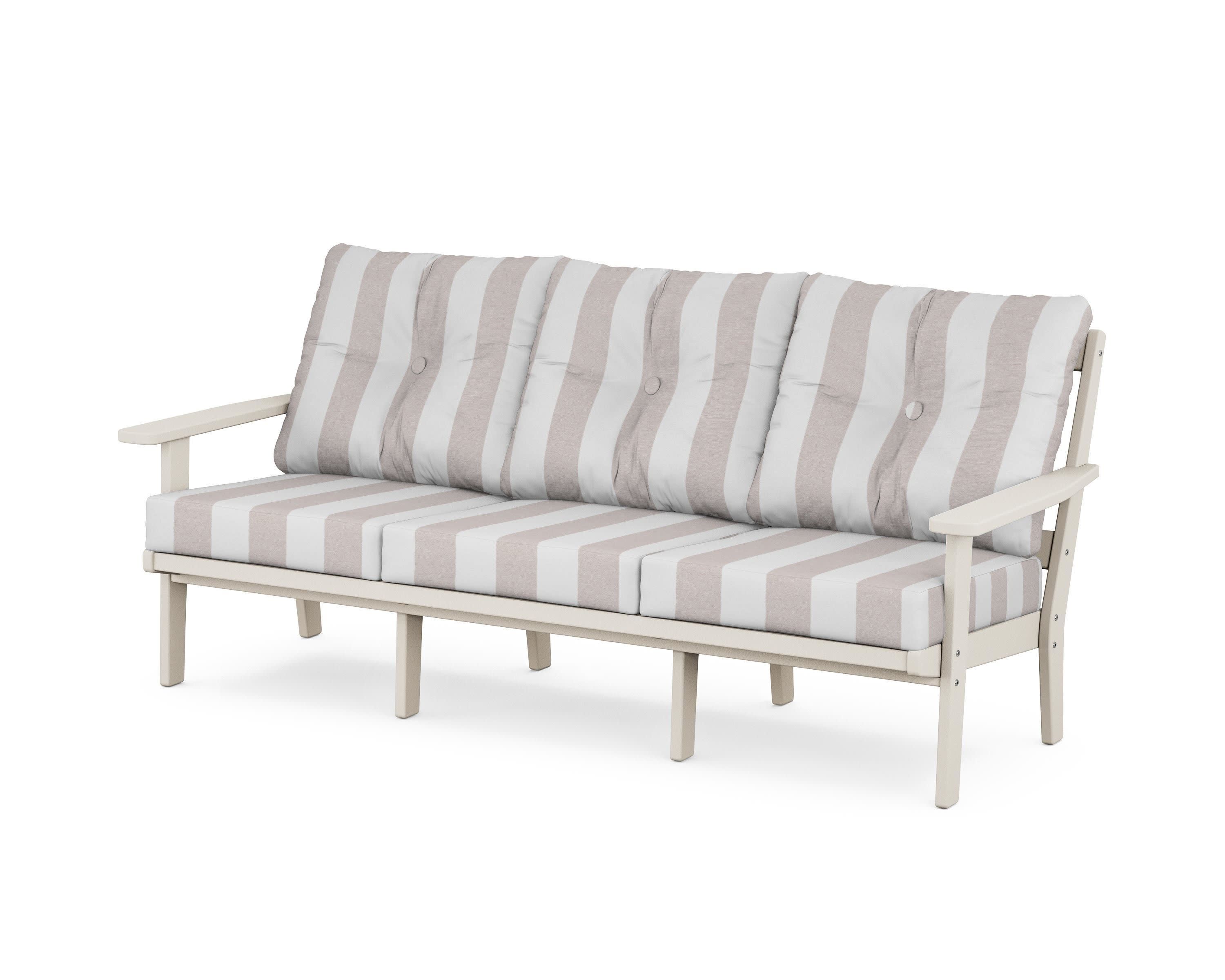 Oxford Deep Seating Sofa in Sand / Cabana Stripe Dune Burlap
