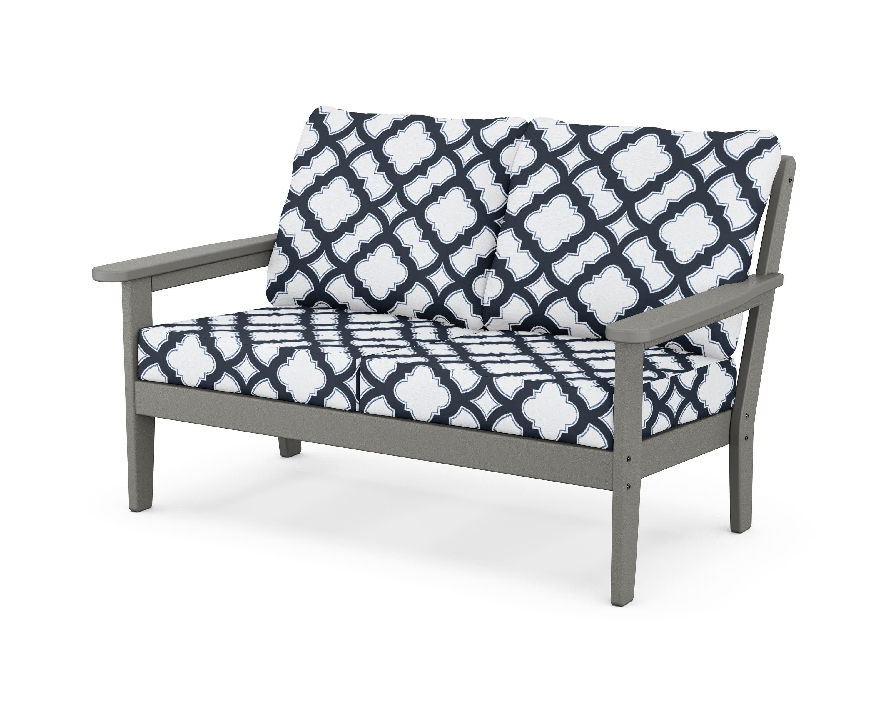 Cottage Deep Seating Loveseat in Slate Grey / Trellis Marine Indigo