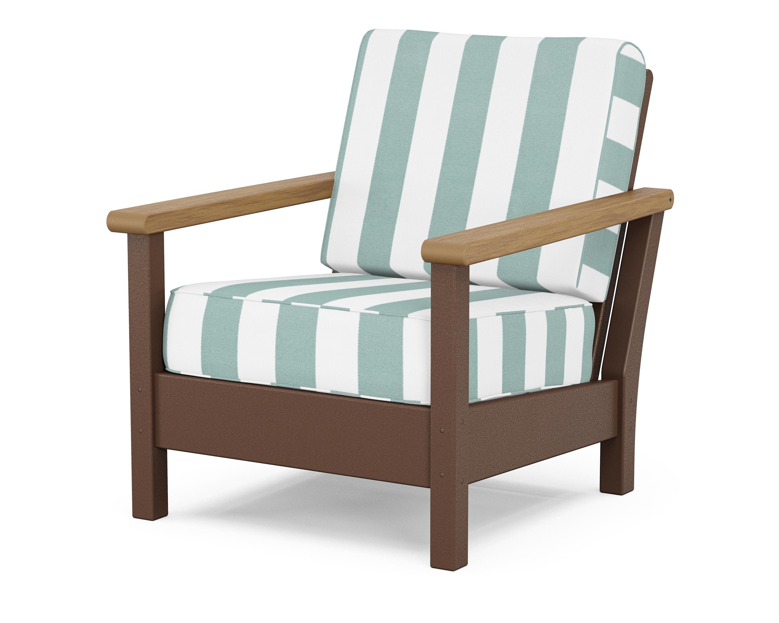 Harbour Deep Seating Chair in Mahogany / Natural / Cabana Stripe Glacier Spa