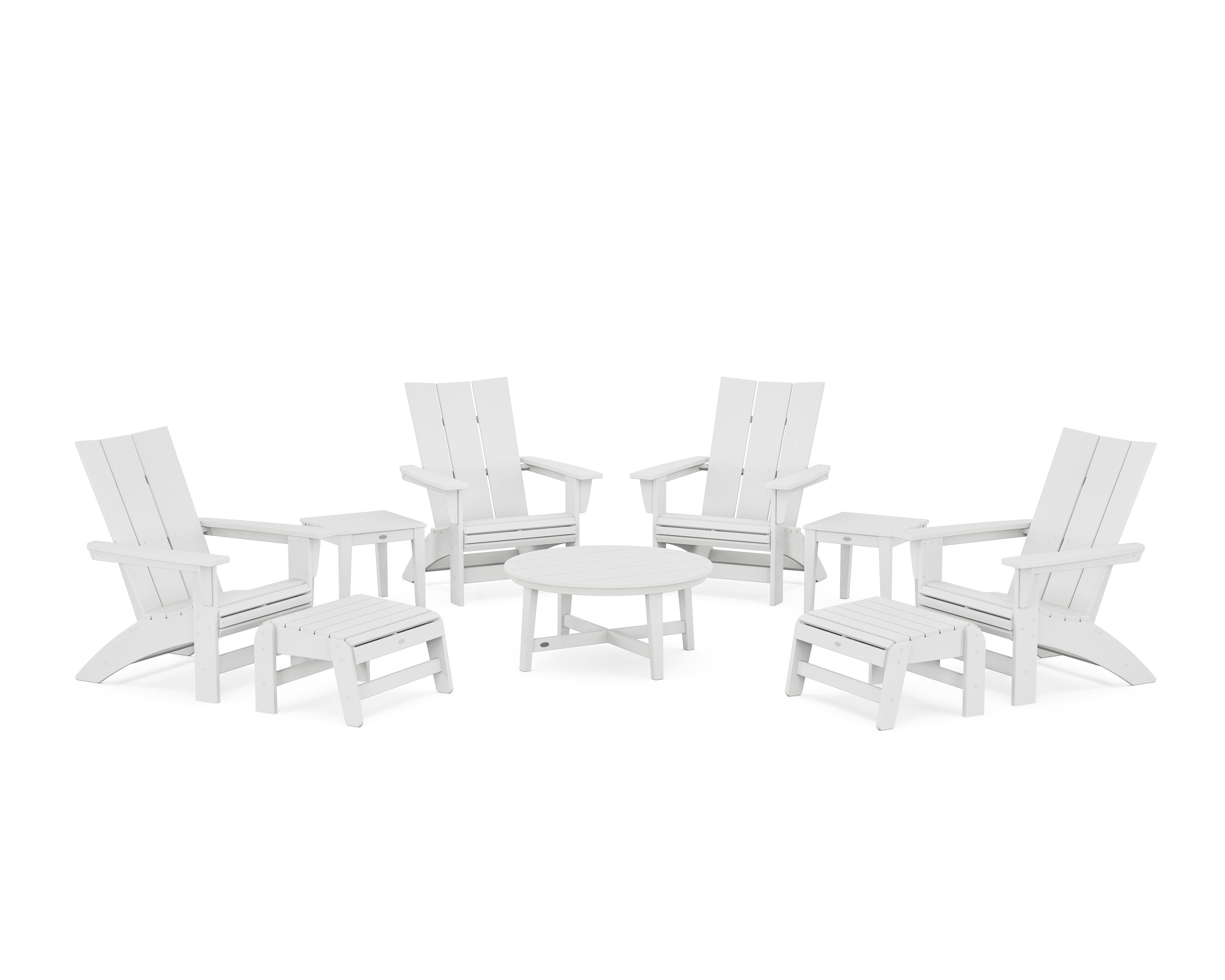 Modern Grand Adirondack 9-Piece Conversation Set in White