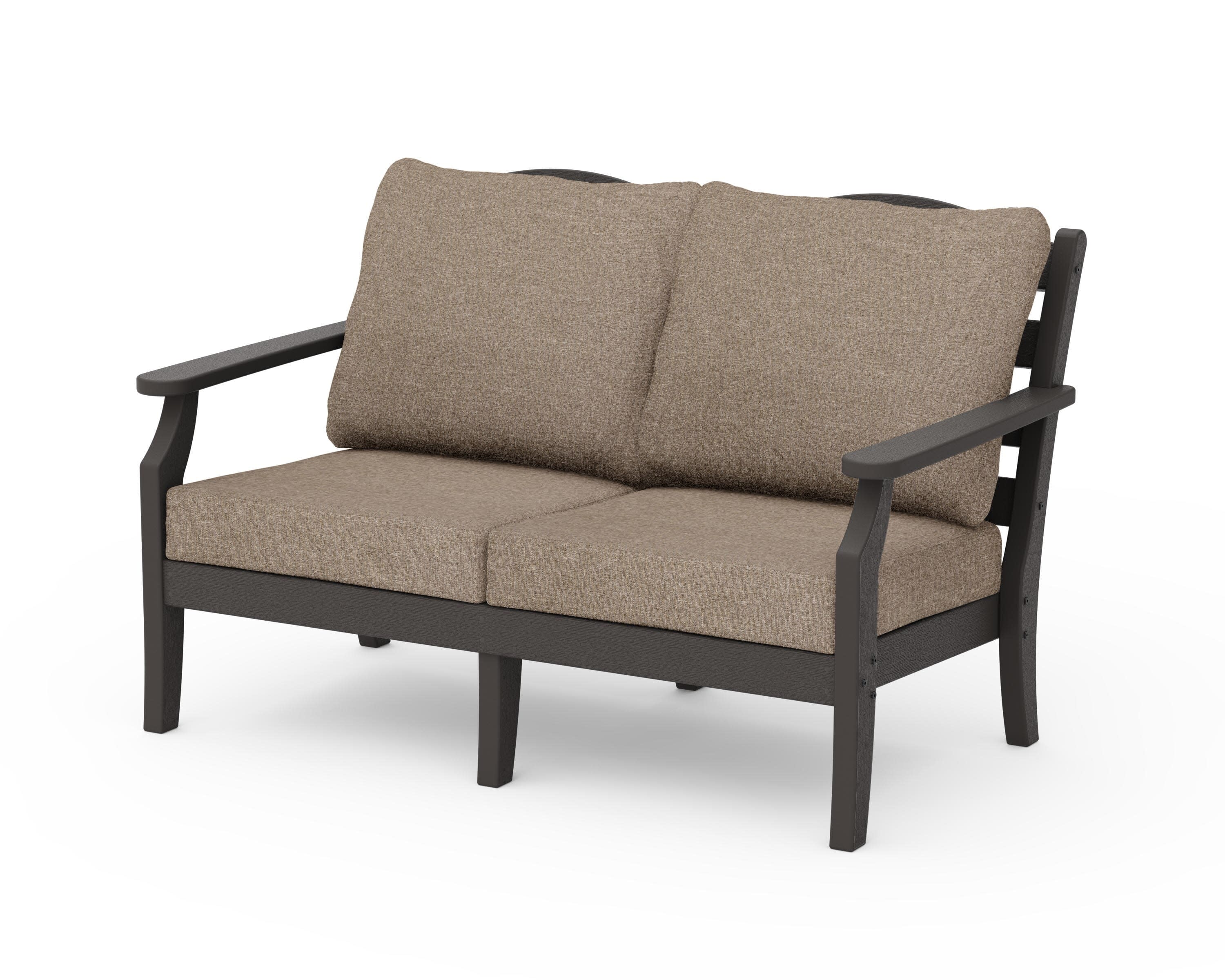 Savannah Deep Seating Loveseat in Vintage Coffee / Spiced Burlap