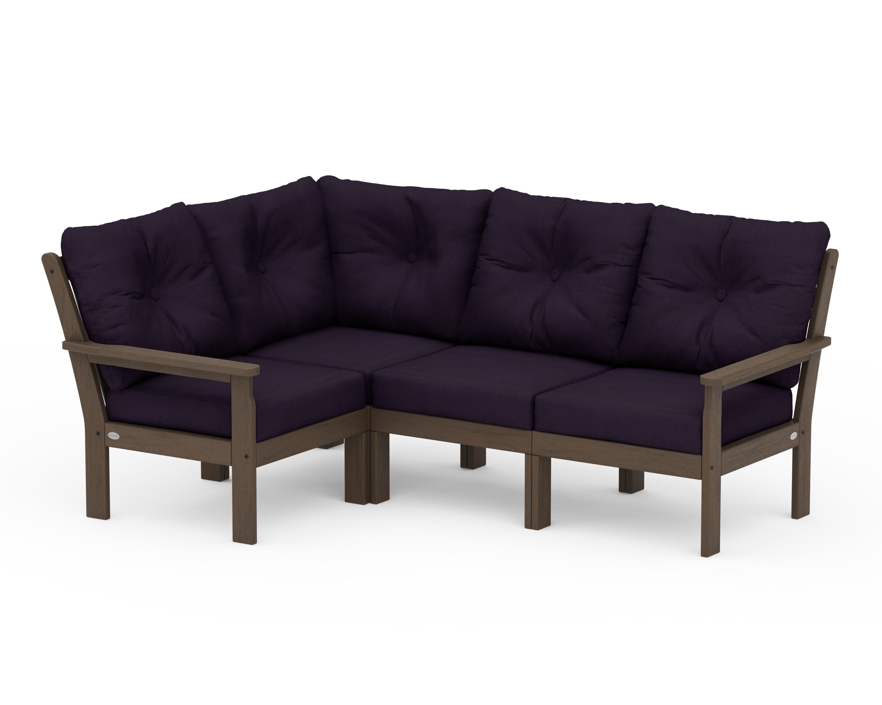 Vineyard 4-Piece Sectional in Kona / Navy Linen