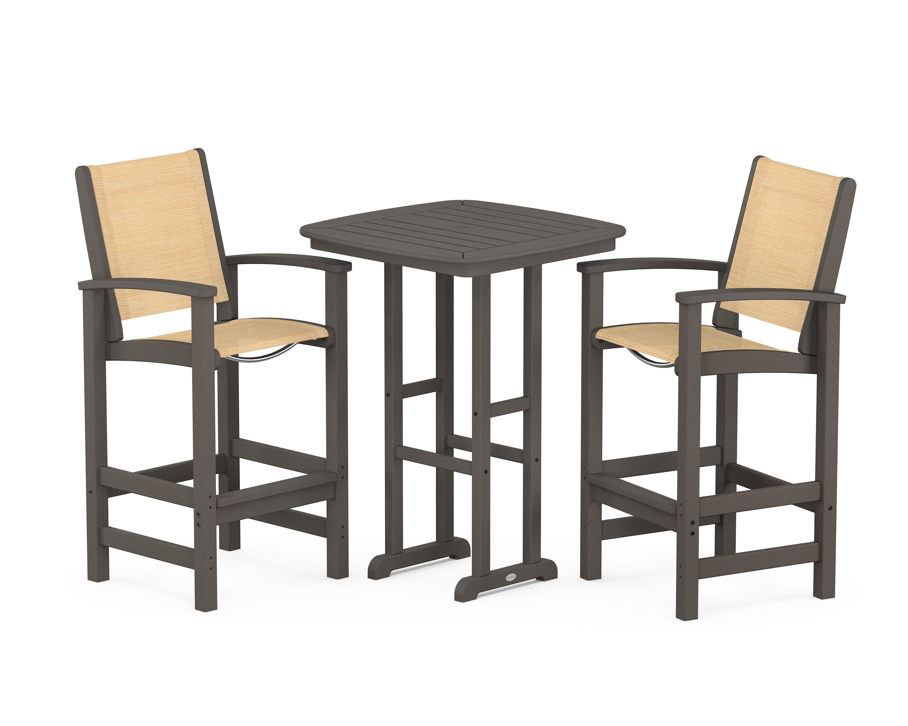 Coastal 3-Piece Bar Set in Vintage Coffee / Dupioni Apricot Sling